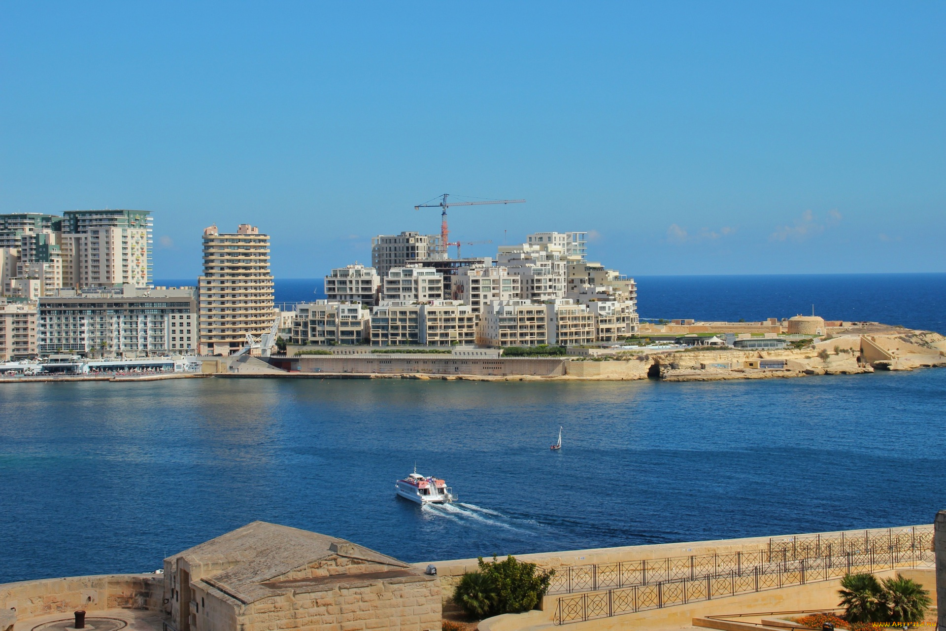 мальта, города, -, панорамы, море, здания