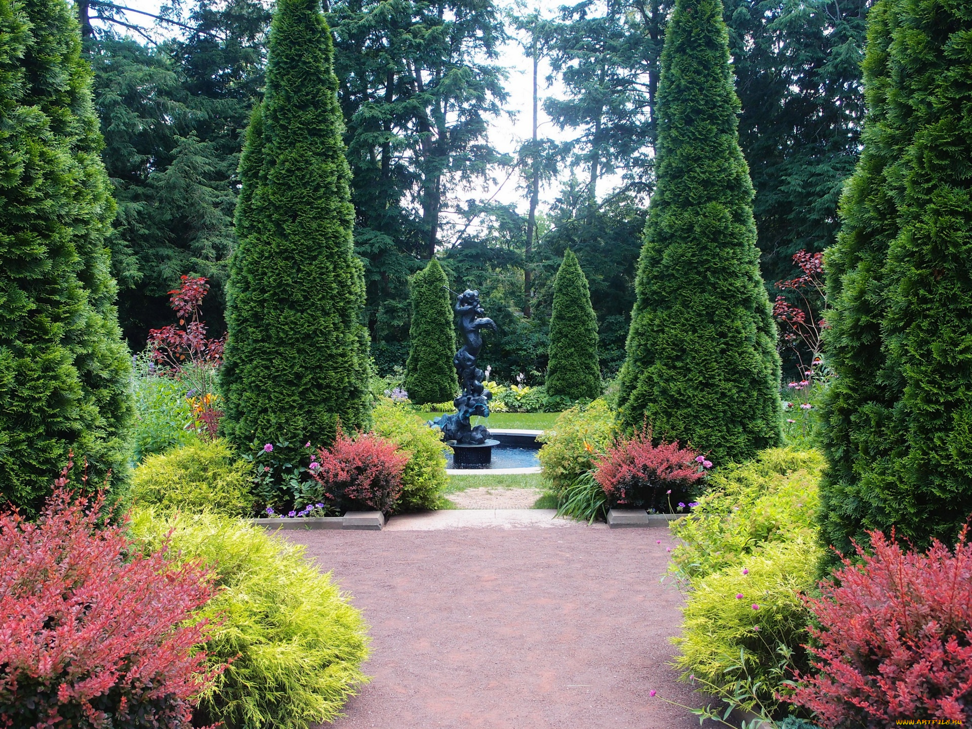 разное, садовые, и, парковые, скульптуры, скульптура, растения