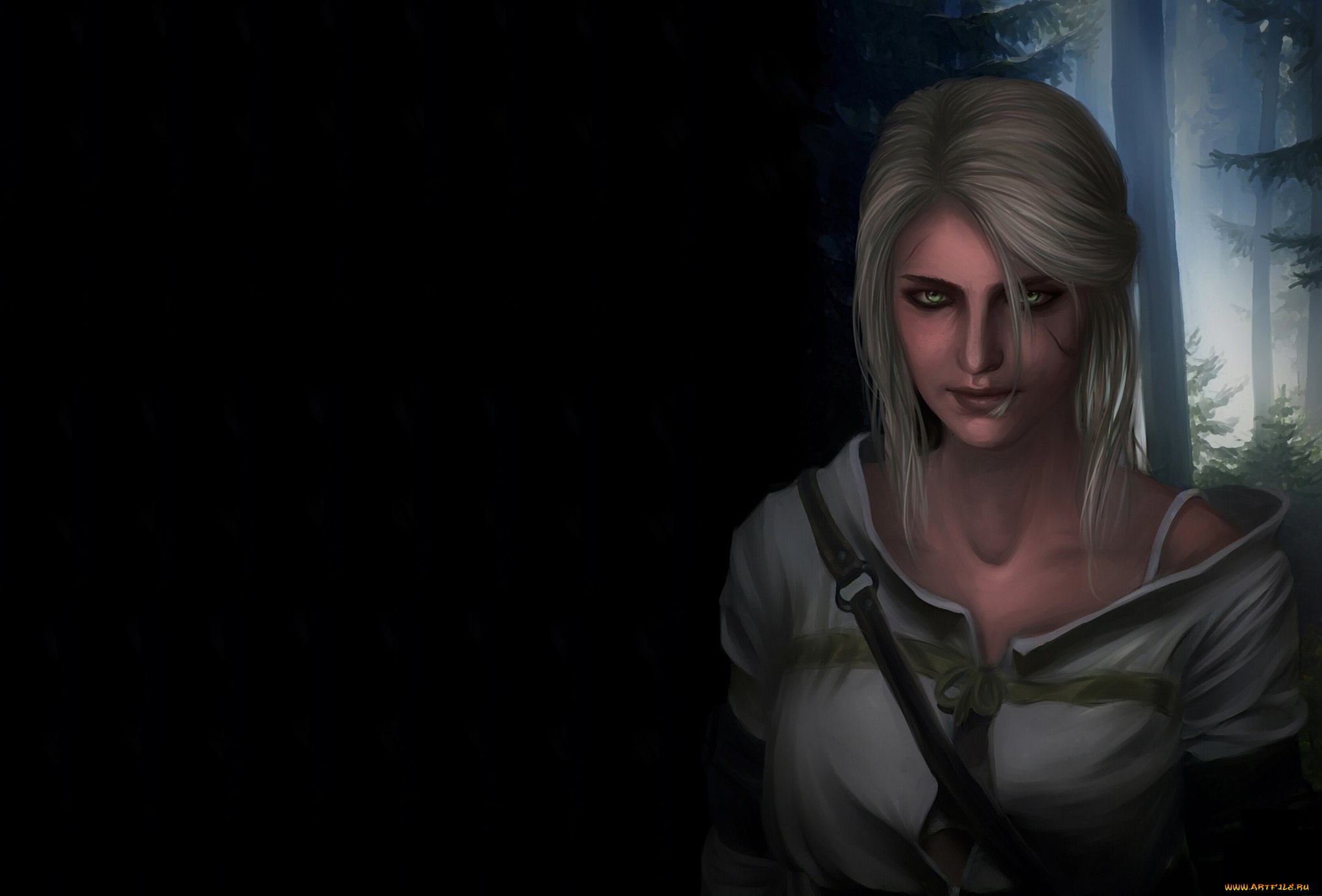 видео, игры, the, witcher, 3, , wild, hunt, cirilla, фон, witcher, 3, wild, hunt, арт, зеленые, глаза, ciri, девушка, лес