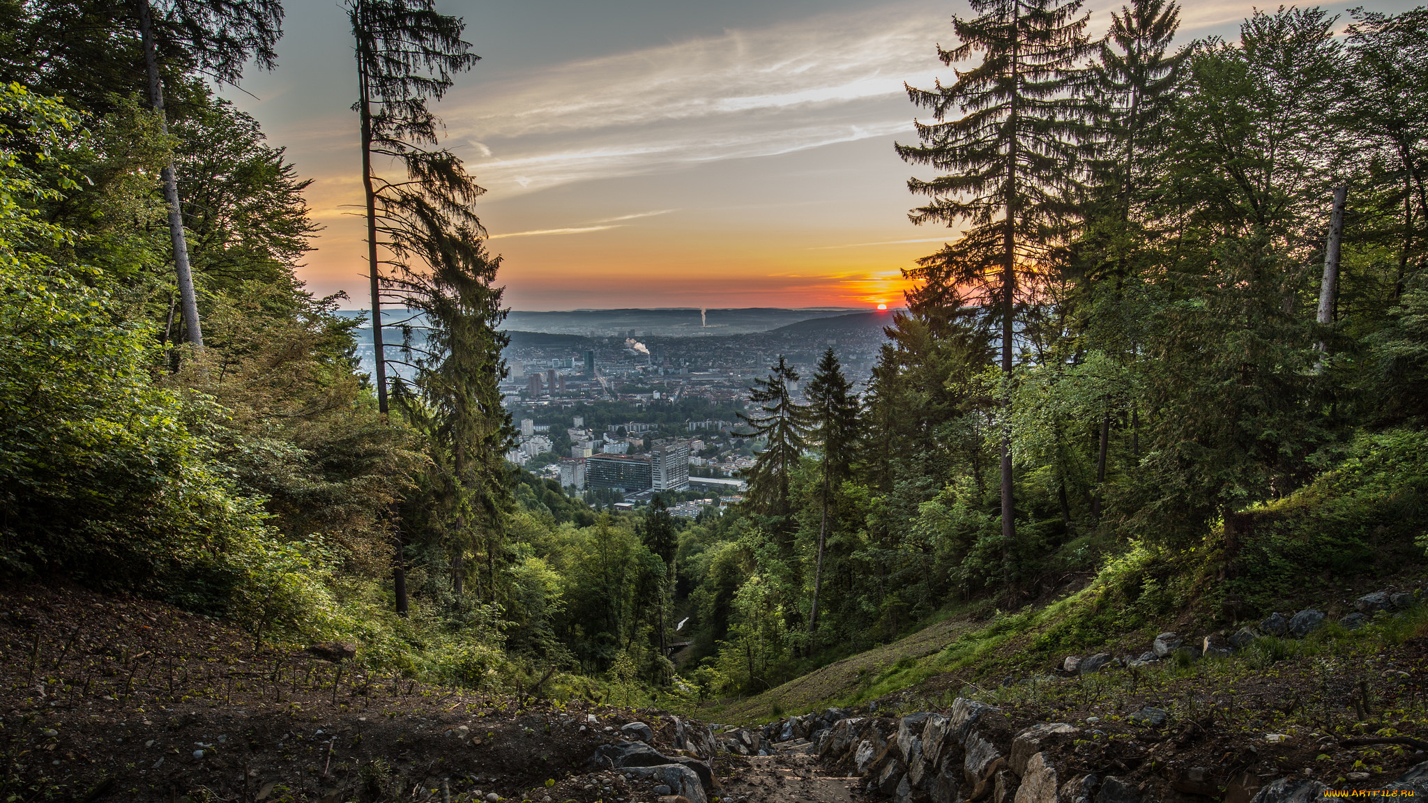 города, -, панорамы, простор