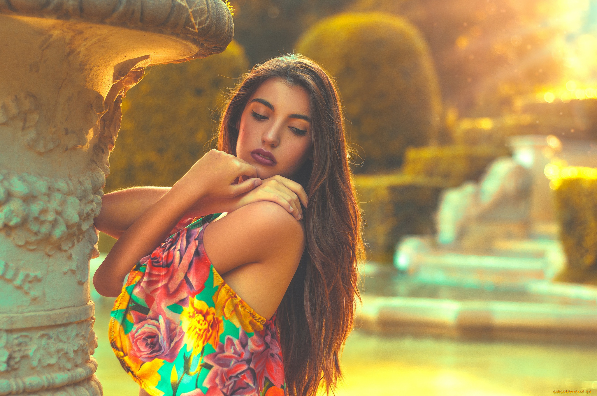 девушки, -unsort, , брюнетки, , шатенки, поза, руки, плечо, длинные, волосы, модель