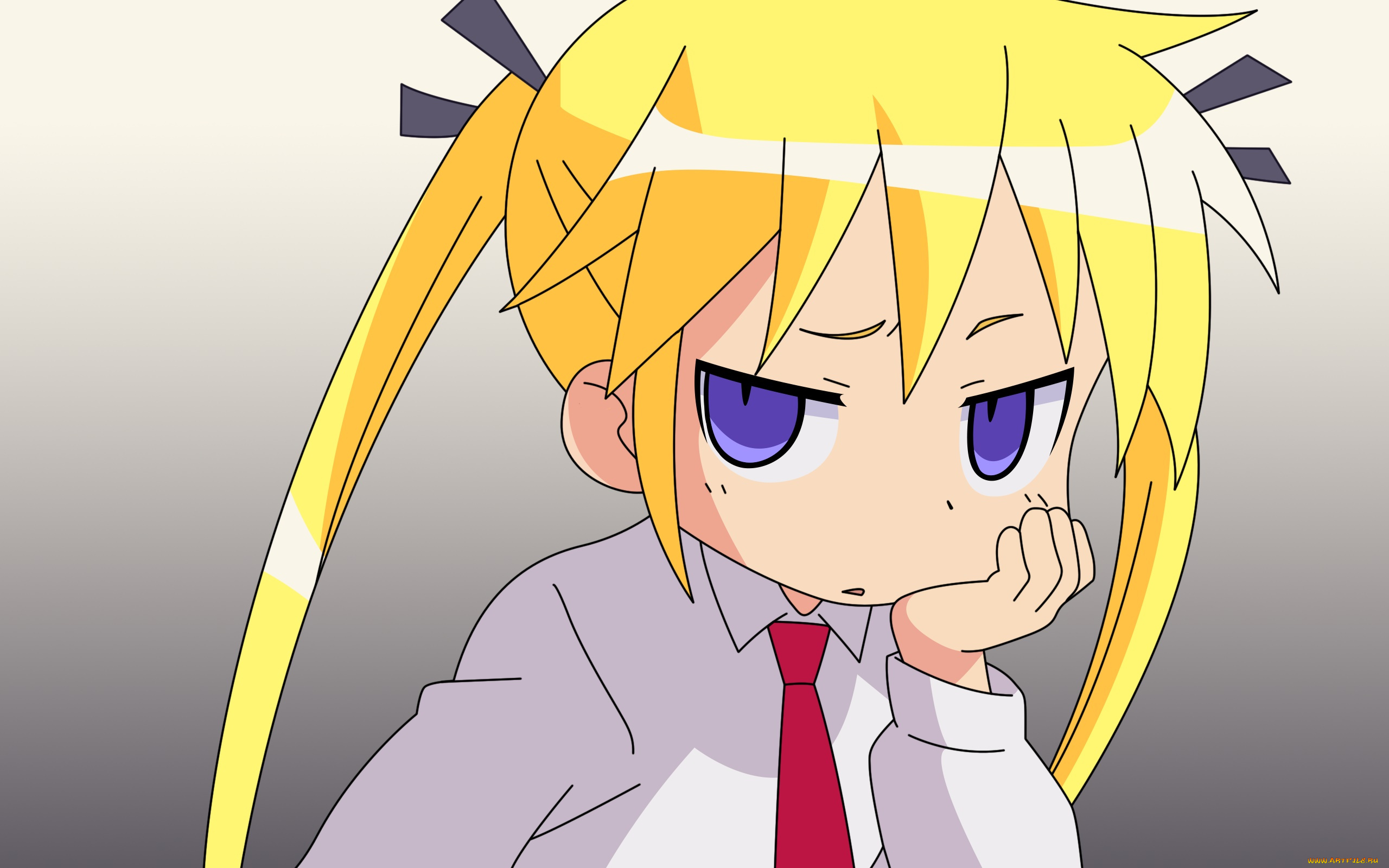 аниме, lucky, star, фон, взгляд, девушка