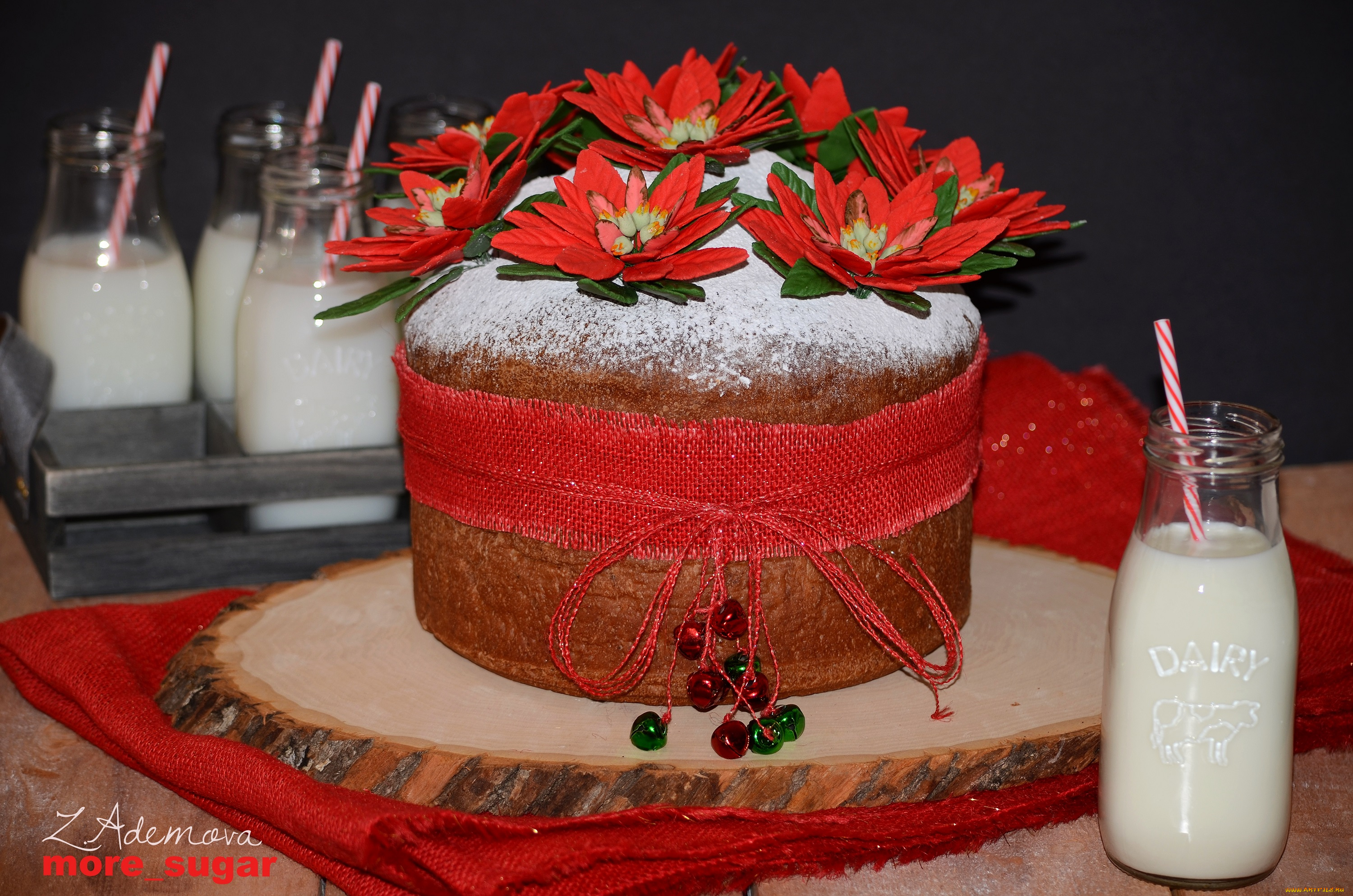 еда, торты, молоко, трубочка, цветы, вкусно, выпечка, тортик