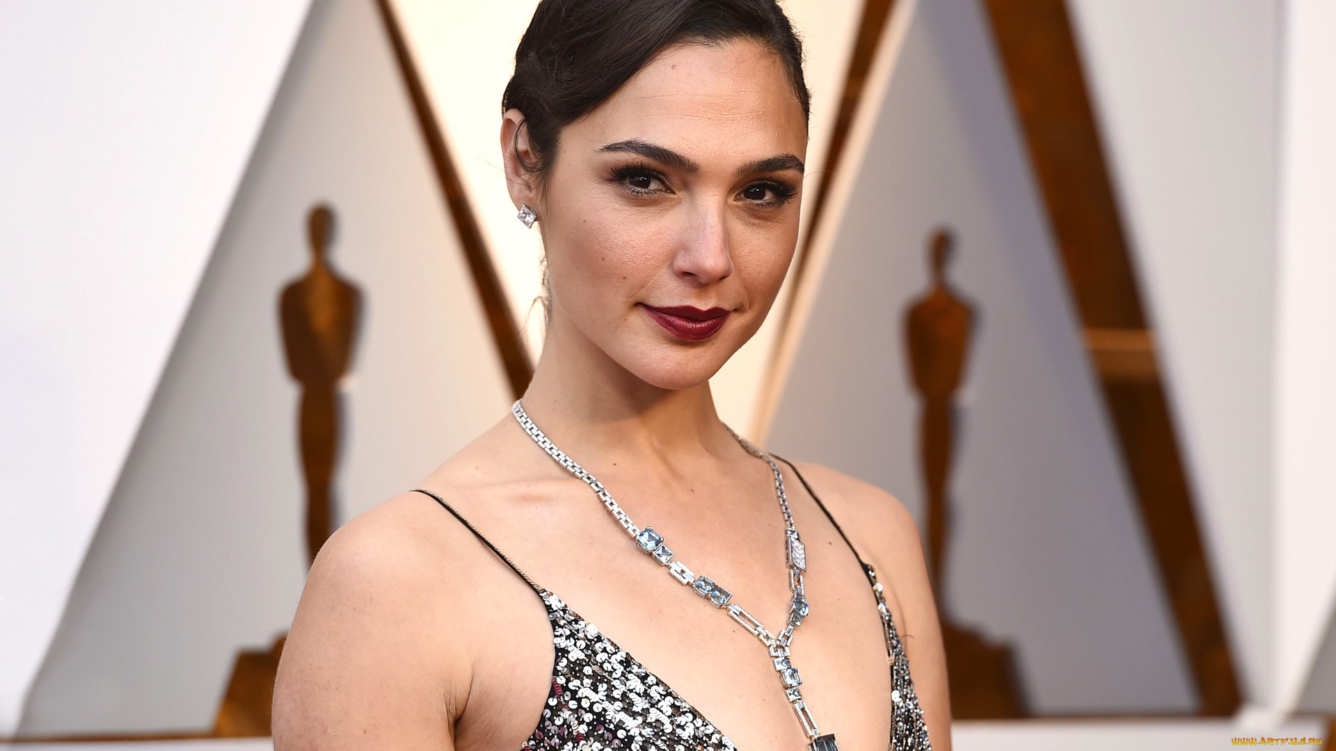 девушки, gal, gadot, ожерелье, брюнетка, улыбка, актриса