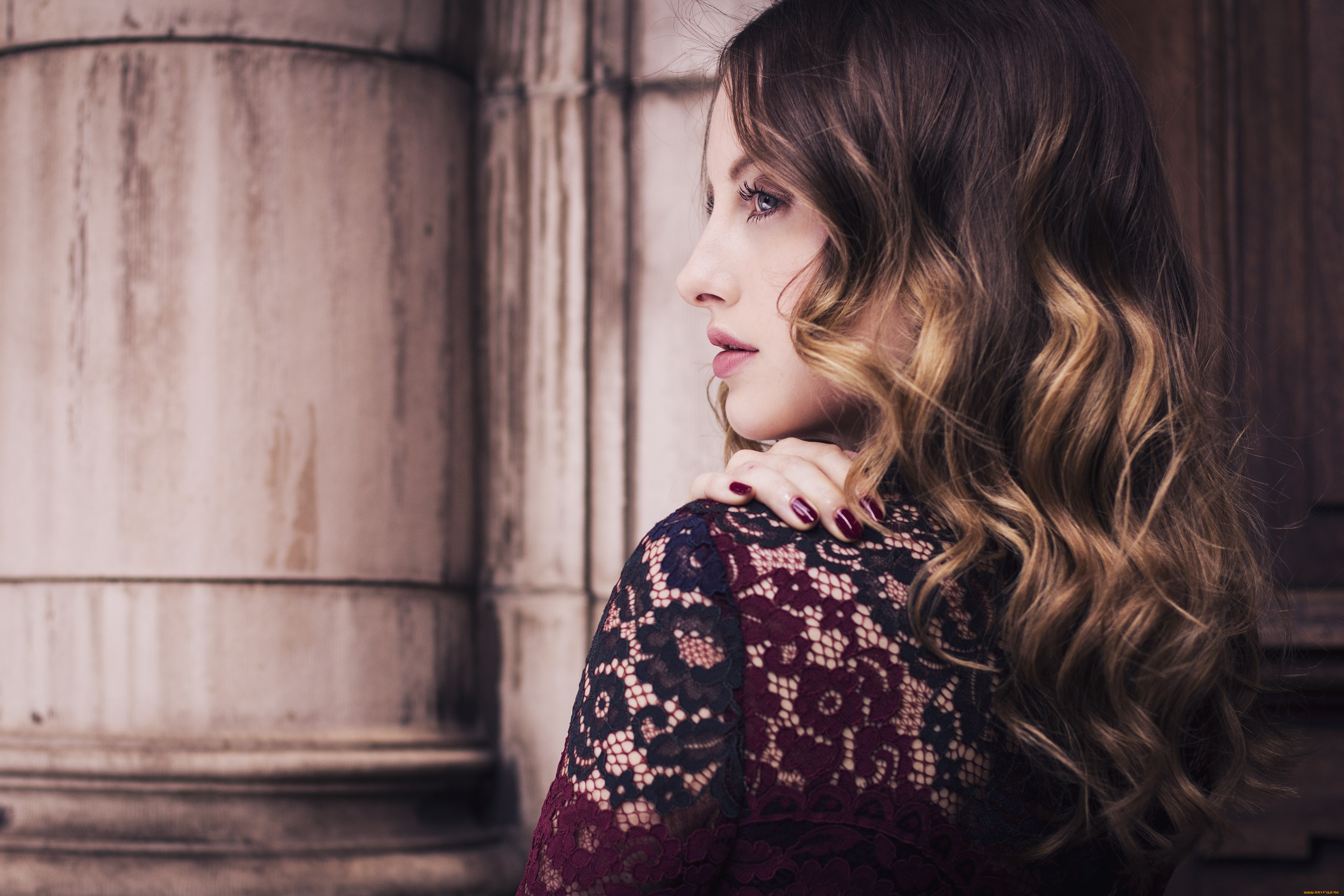 rosie, fortescue, девушки, лицо, кружева, профиль, актриса, rosie, fortescue