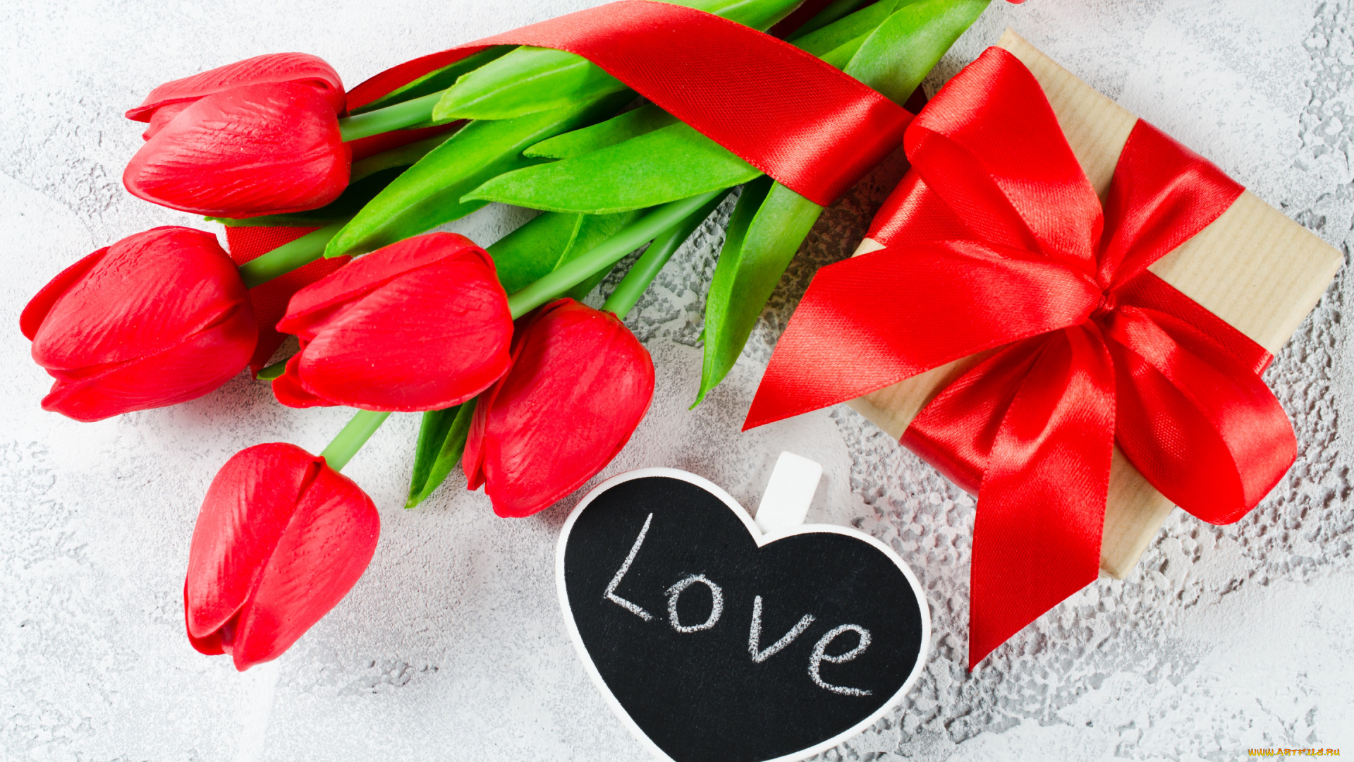 праздничные, день, святого, валентина, , сердечки, , любовь, тюльпаны