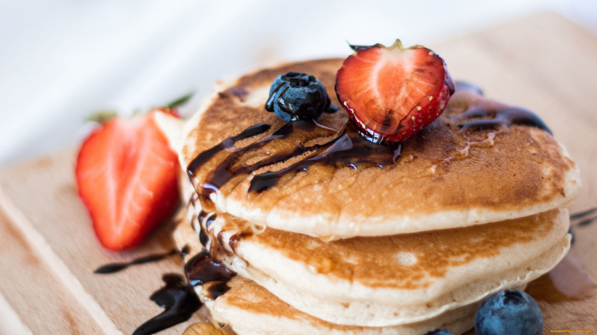 еда, блины, , оладьи, ягоды