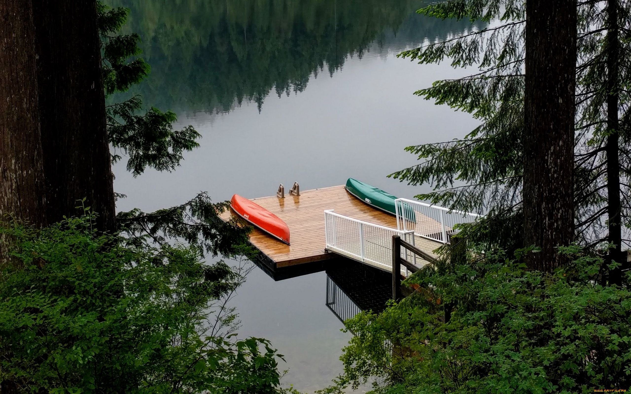 корабли, лодки, , шлюпки, река, сосны, пирс, отражение