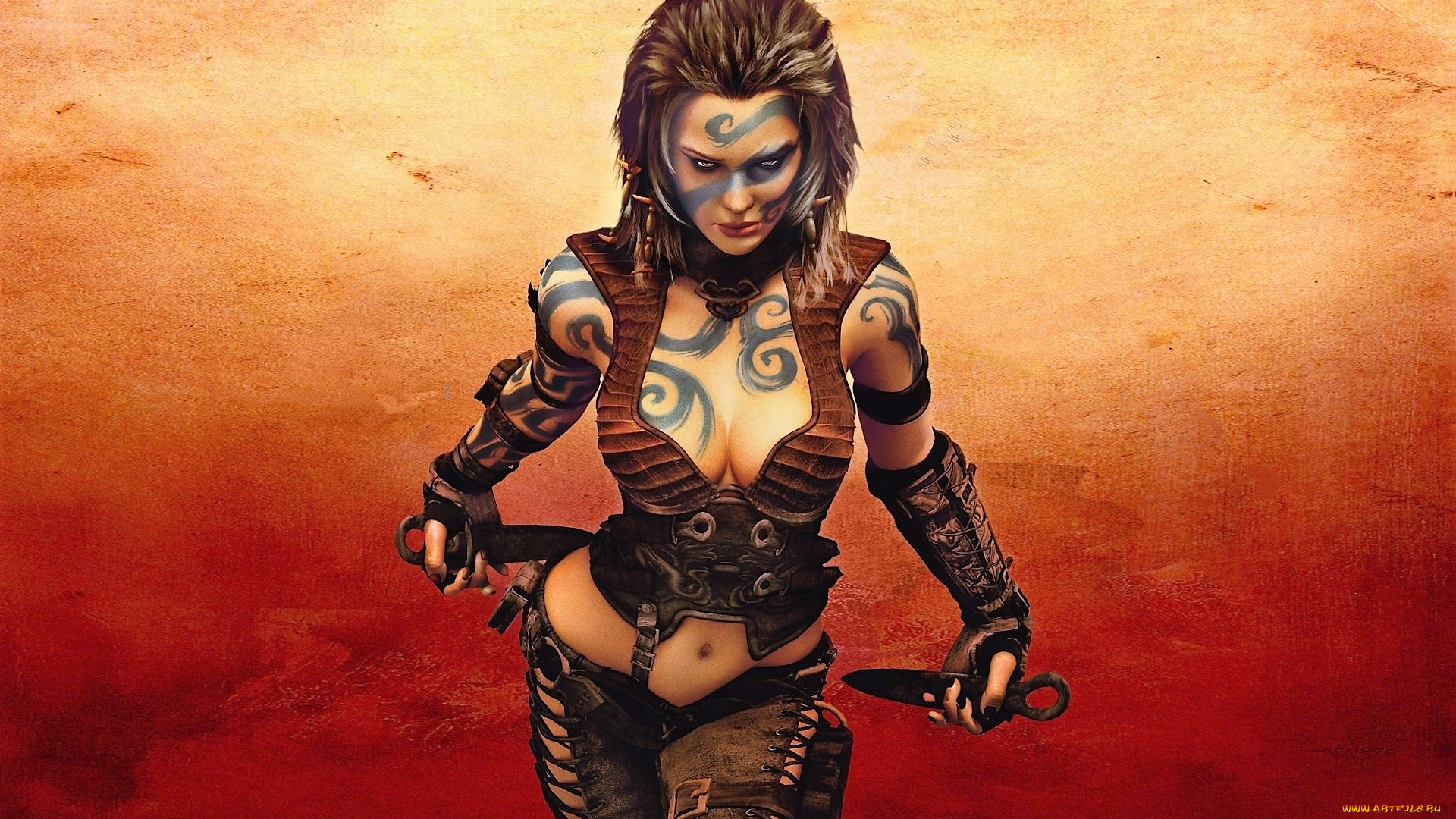 видео, игры, age, of, conan, , hyborian, adventures, девушка, оружие