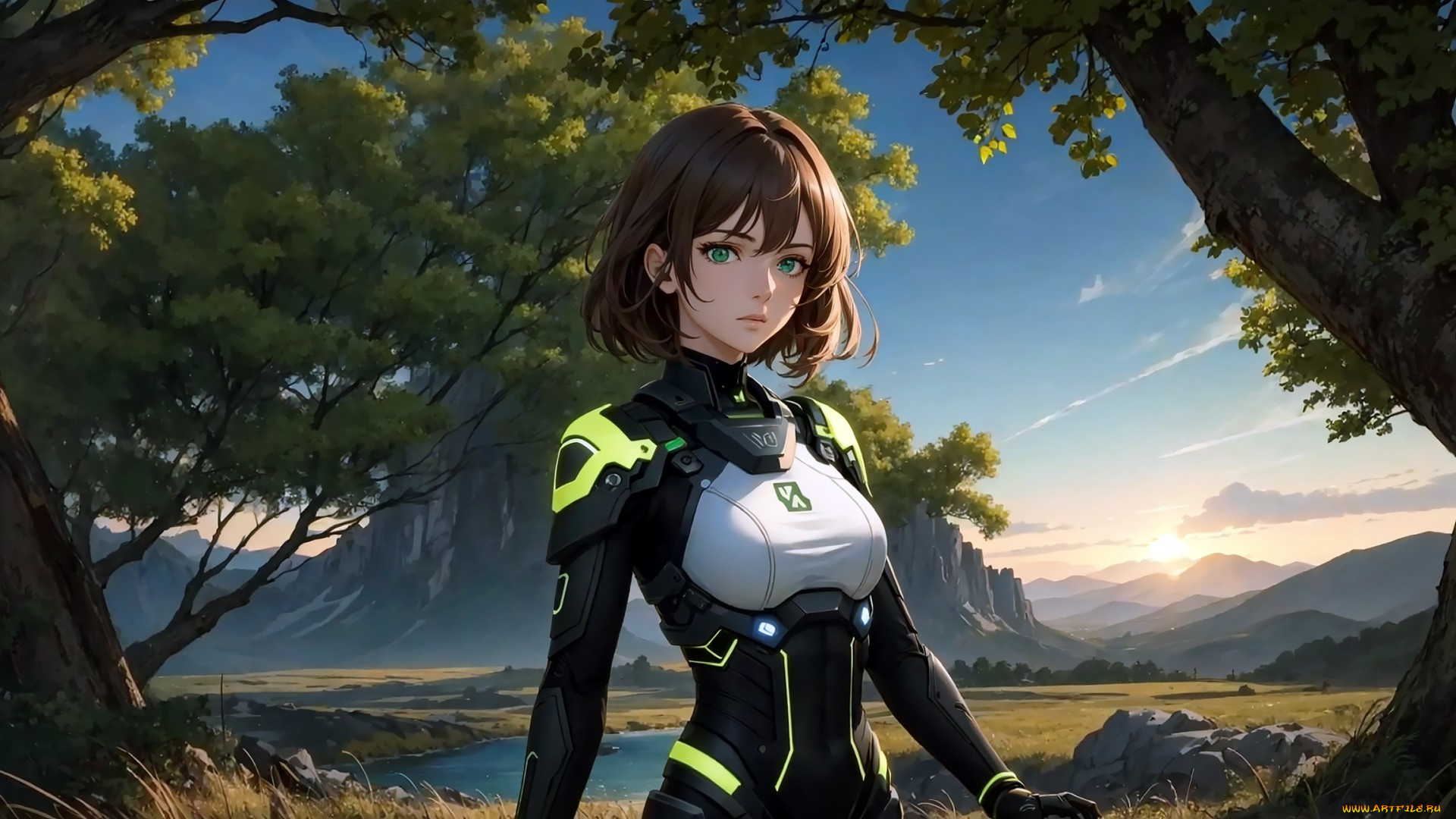 аниме, пейзажи, , природа, нейросети, графика, нейроарт, ai, art, нейронные, сети, рисунки, нейро, искусство, девушка