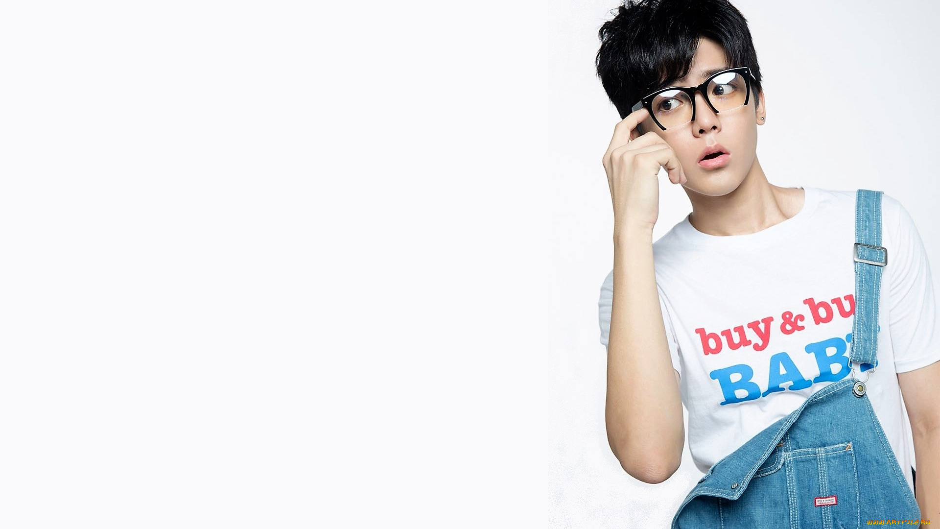 мужчины, hou, ming, hao, актер, очки, футболка, комбинезон