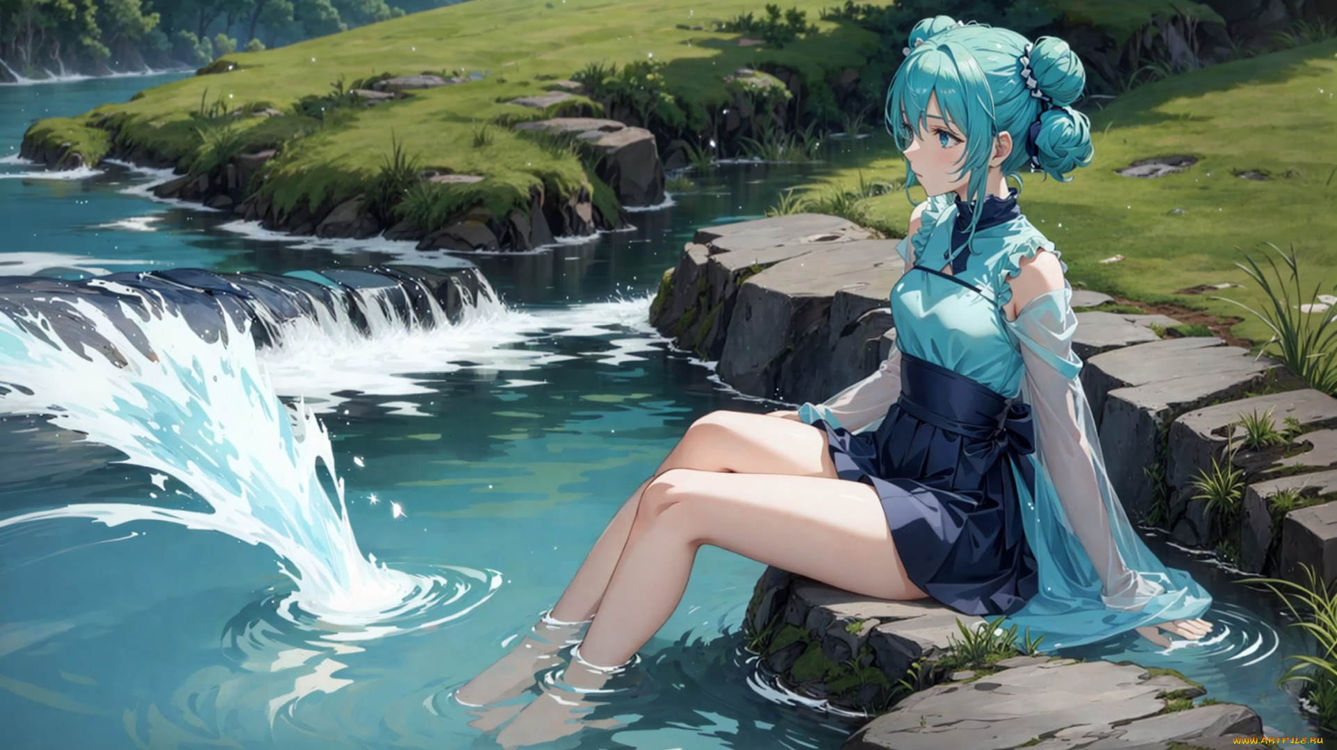 аниме, пейзажи, , природа, нейросети, графика, нейроарт, ai, art, нейронные, сети, рисунки, нейро, искусство, девушка