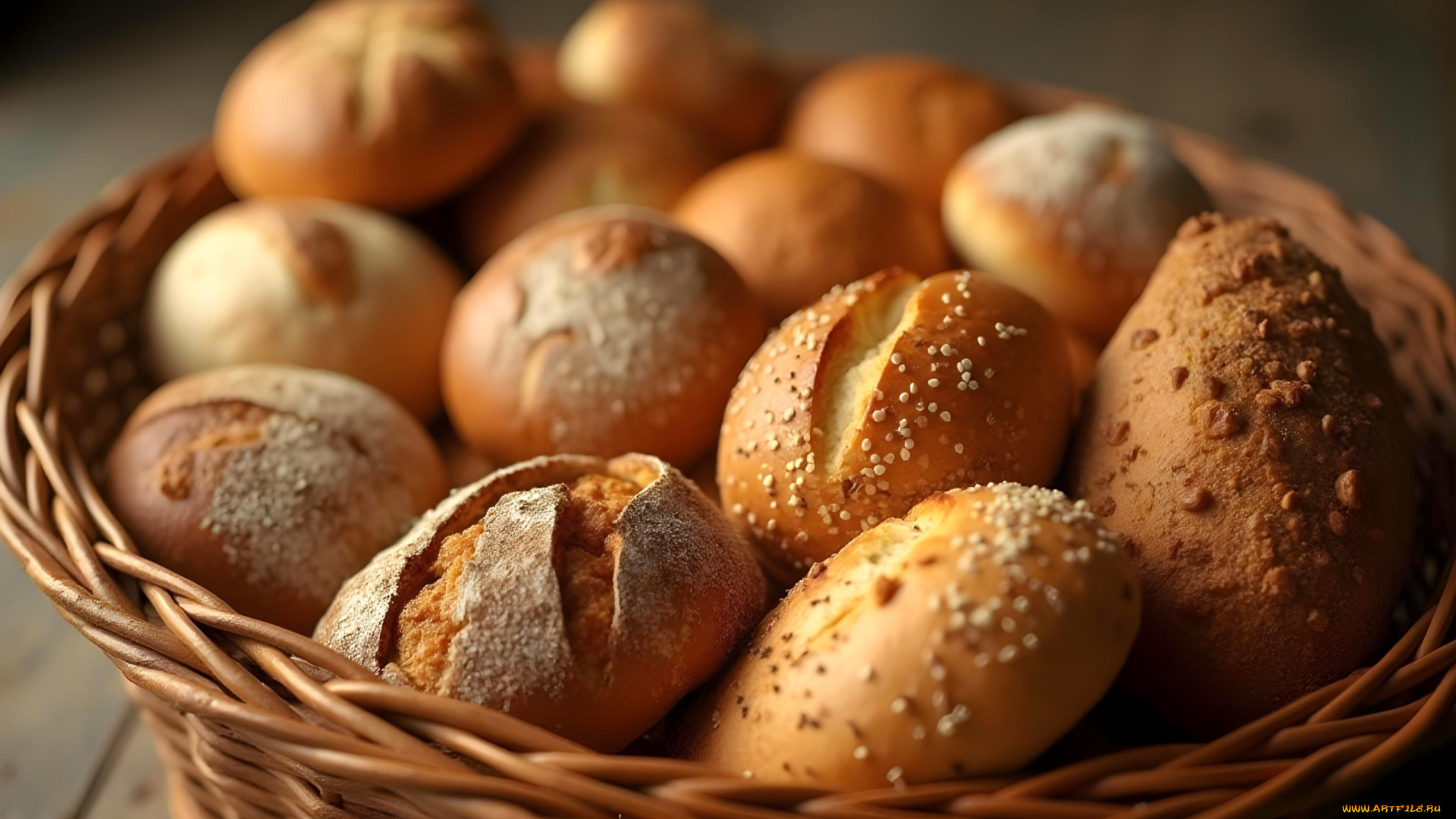 3д, графика, еда-, food, корзинка, булочки, свежая, выпечка