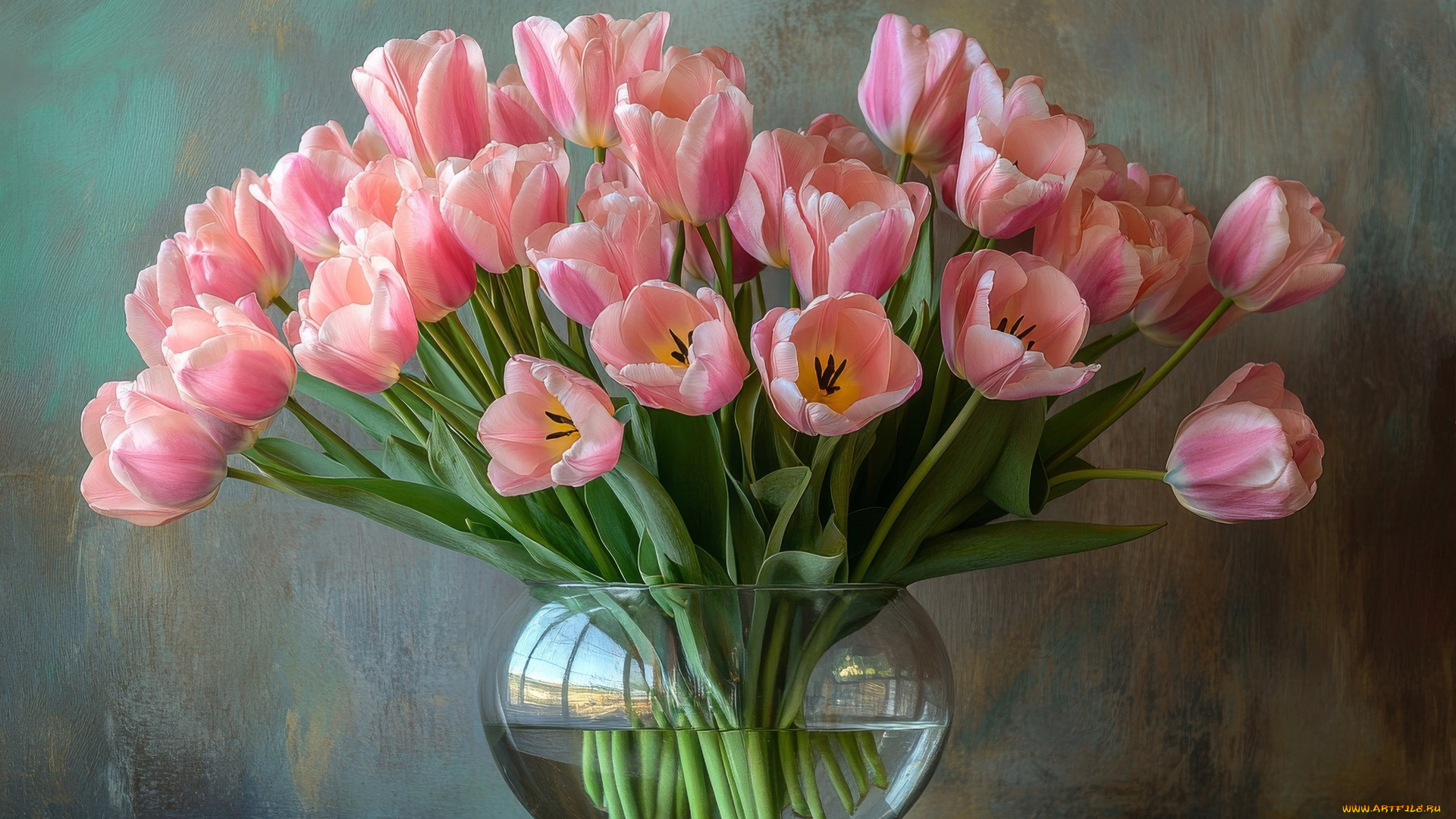 рисованное, цветы, тюльпаны