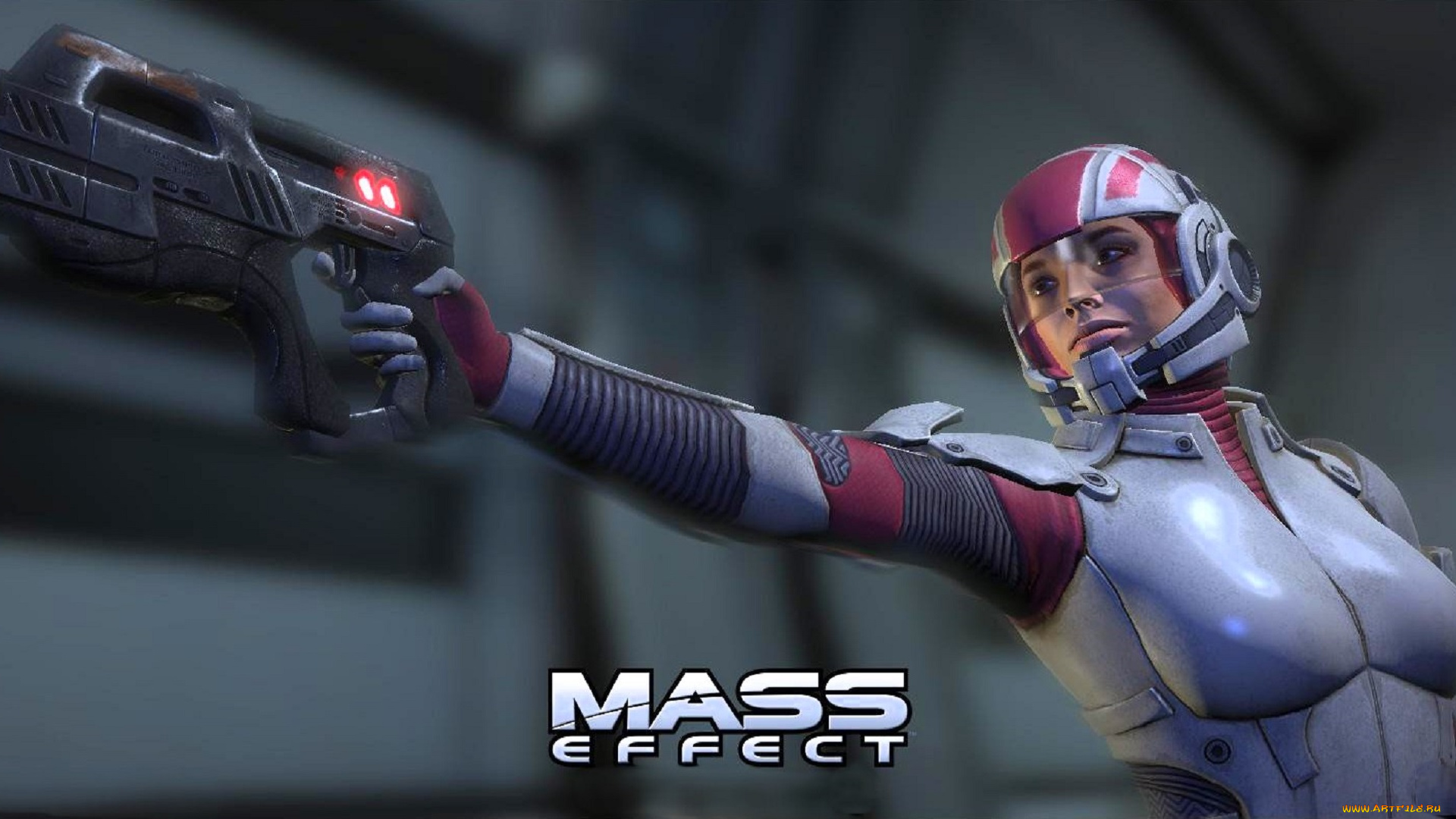 видео, игры, mass, effect, женщина, оружие, шлем, костюм