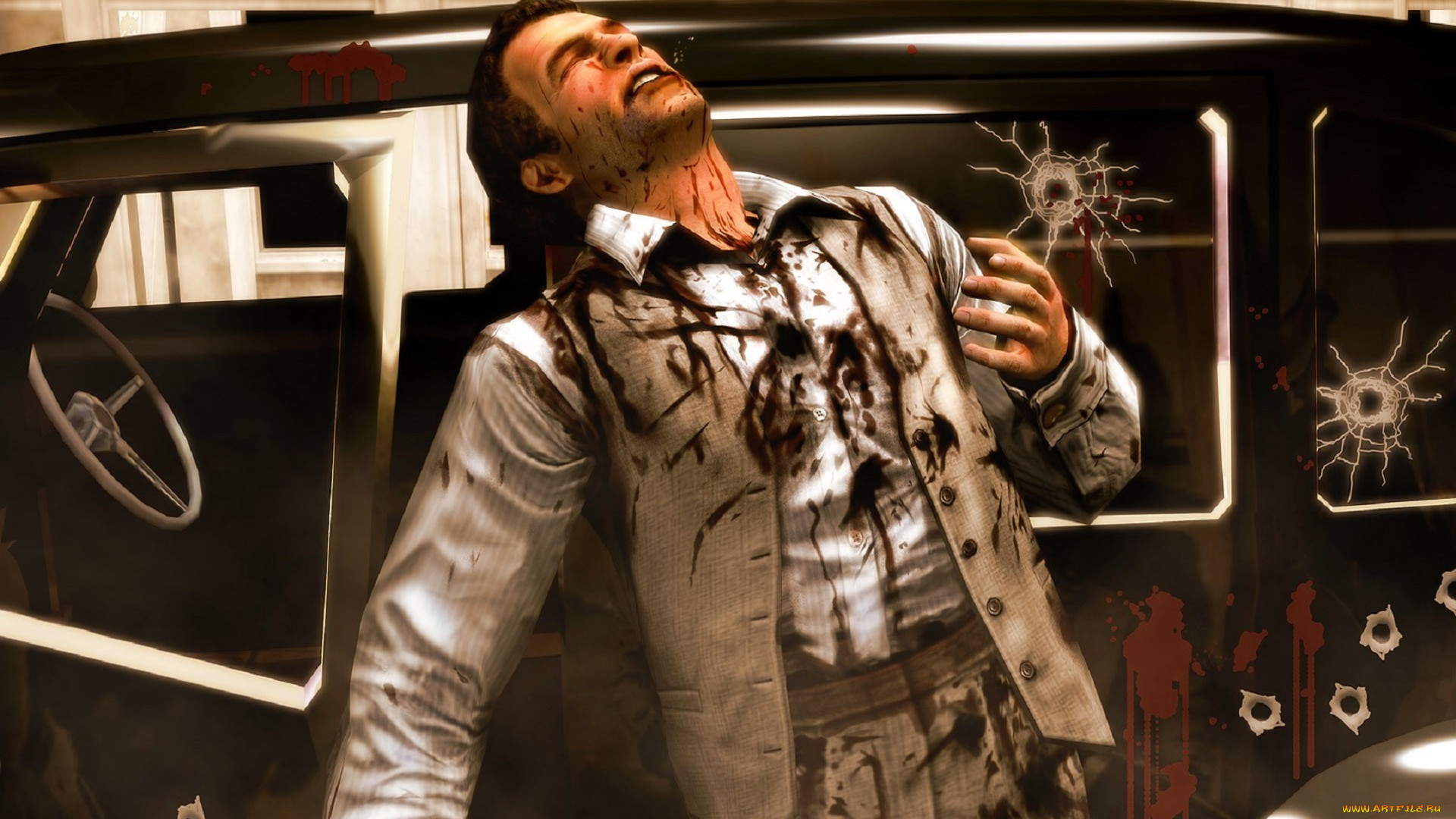 видео, игры, the, godfather, мужчина, кровь, выстрелы, машина, убийство