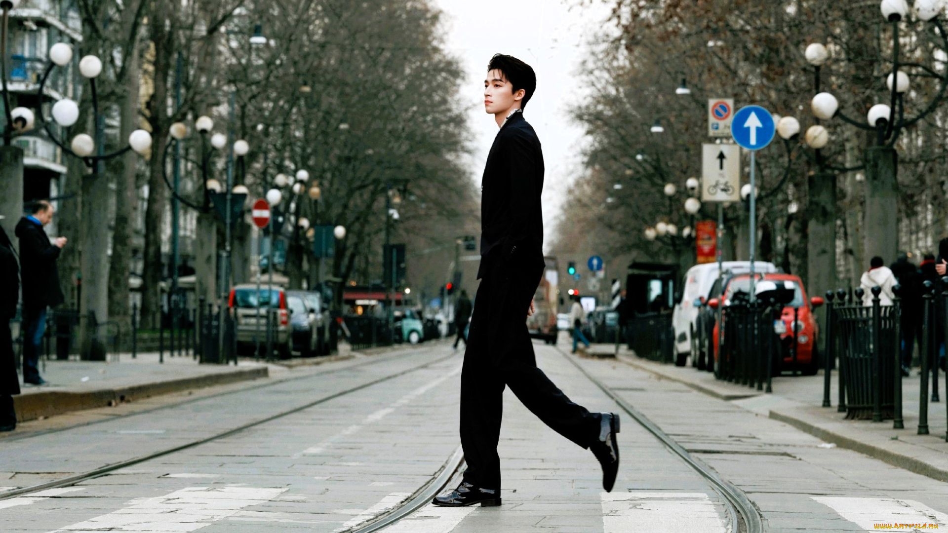 wang, xing, yue, мужчины, актер, костюм, город, улица, дорога, рельсы, транспорт