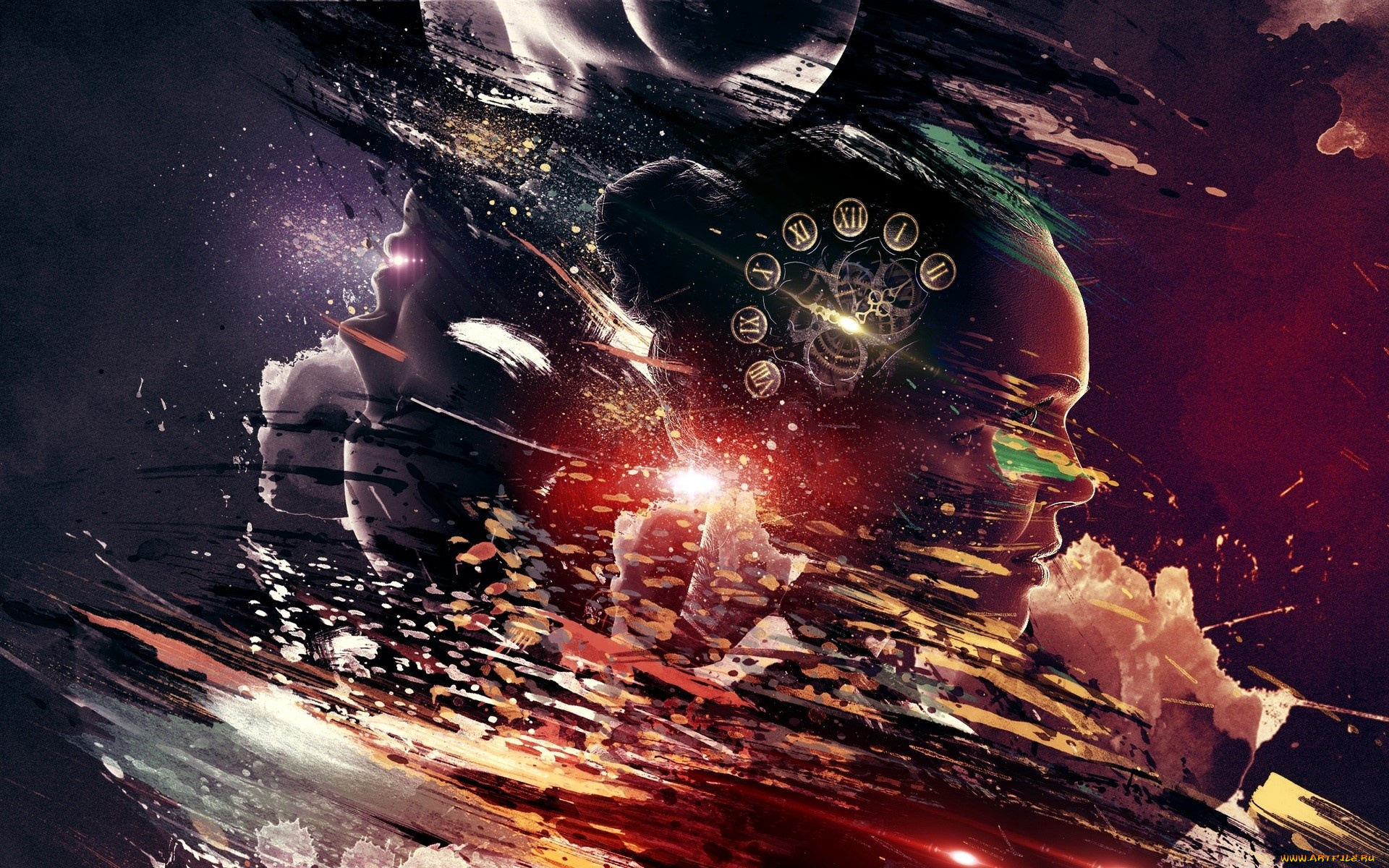 разное, компьютерный, дизайн, лица, краски, цифры, абстракция