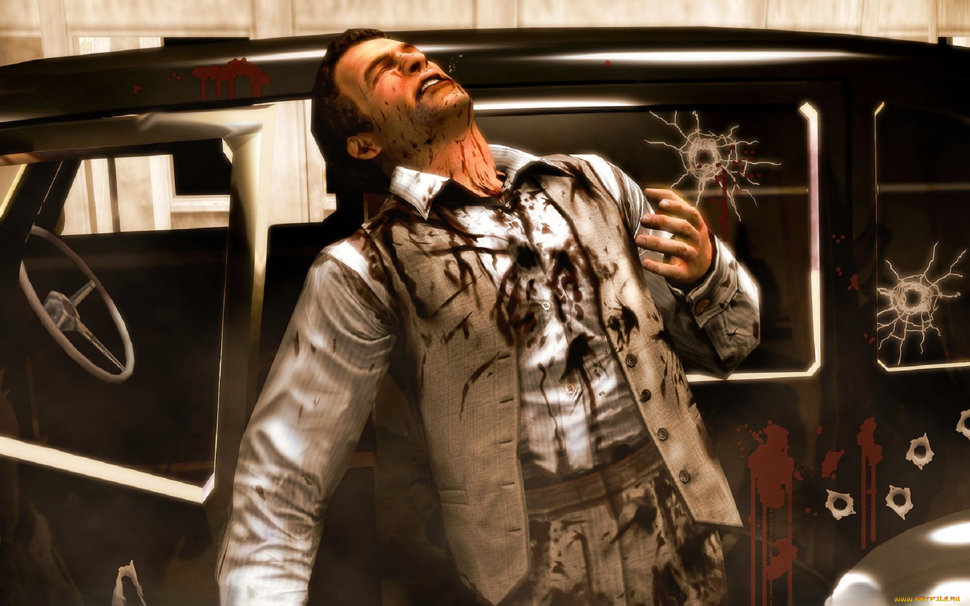 видео, игры, the, godfather, мужчина, кровь, выстрелы, машина, убийство