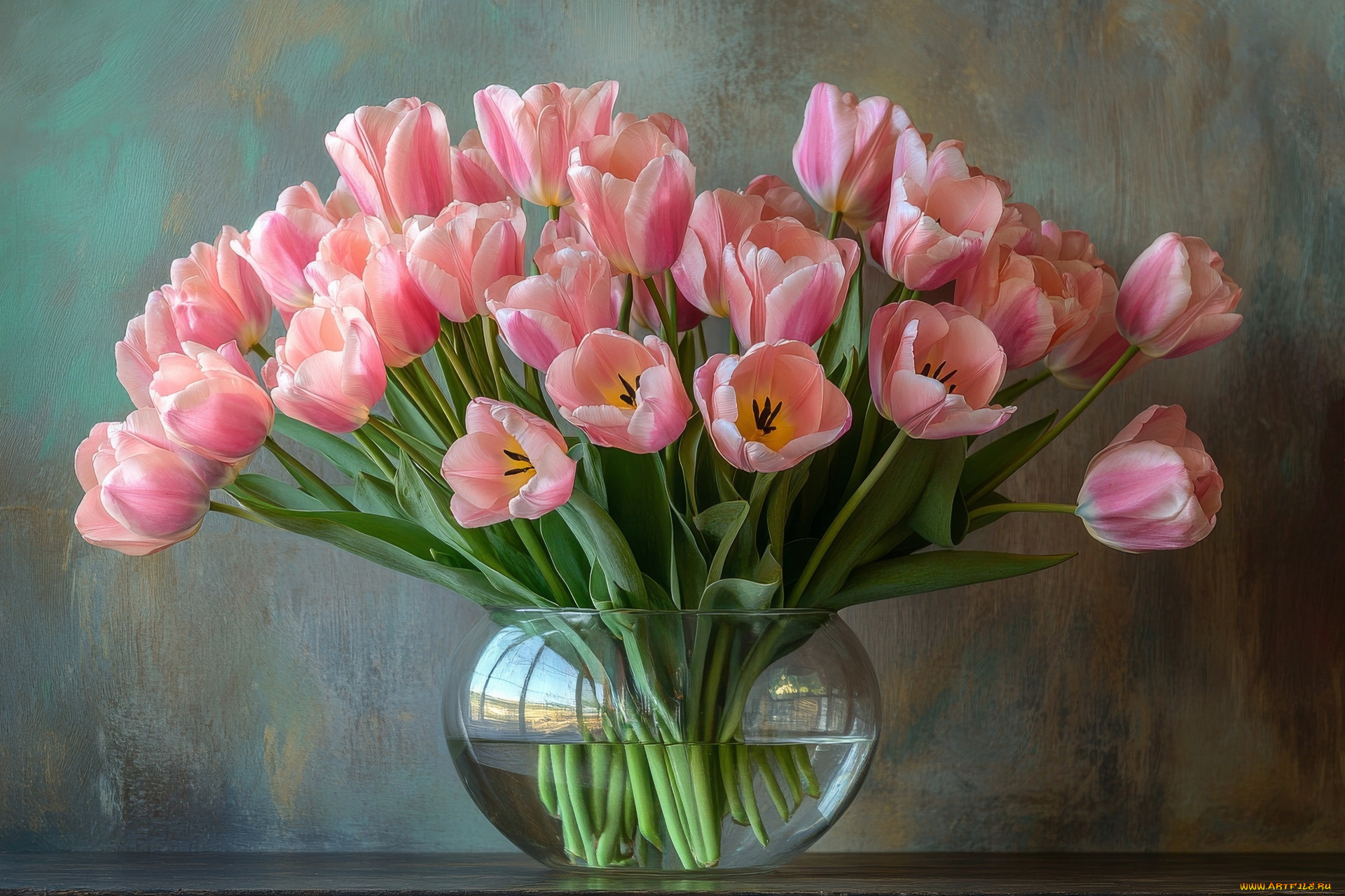 рисованное, цветы, тюльпаны