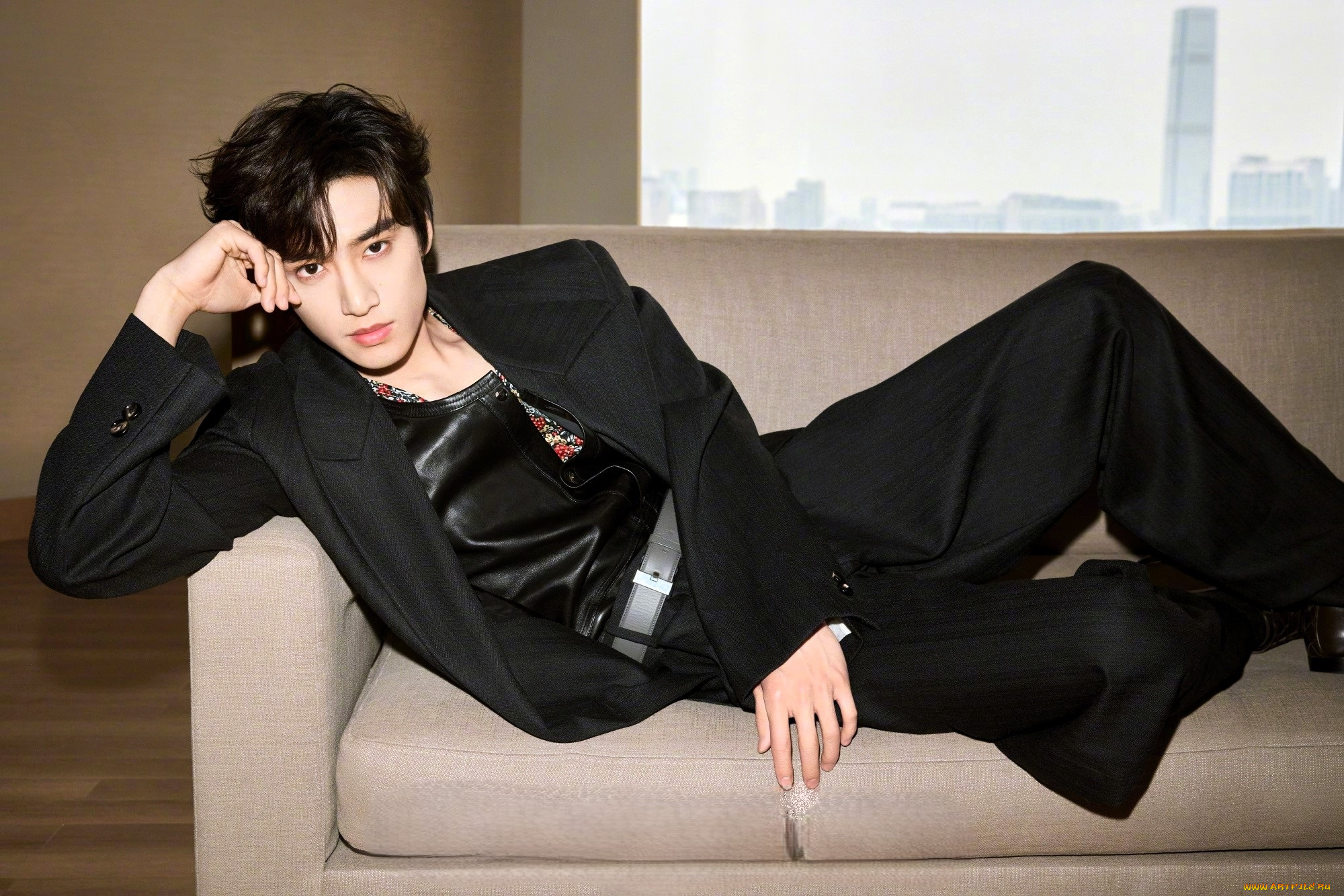 zhang, kang, le, мужчины, -unsort, актер, костюм, диван