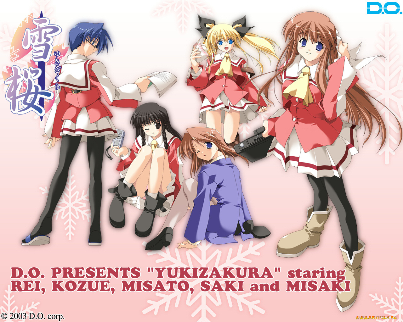 аниме, snow, sakura