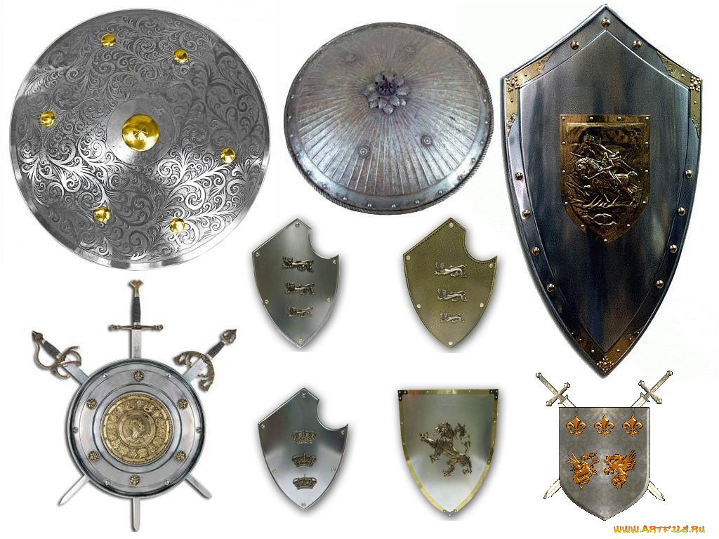 набор, щитов, оружие, доспехи