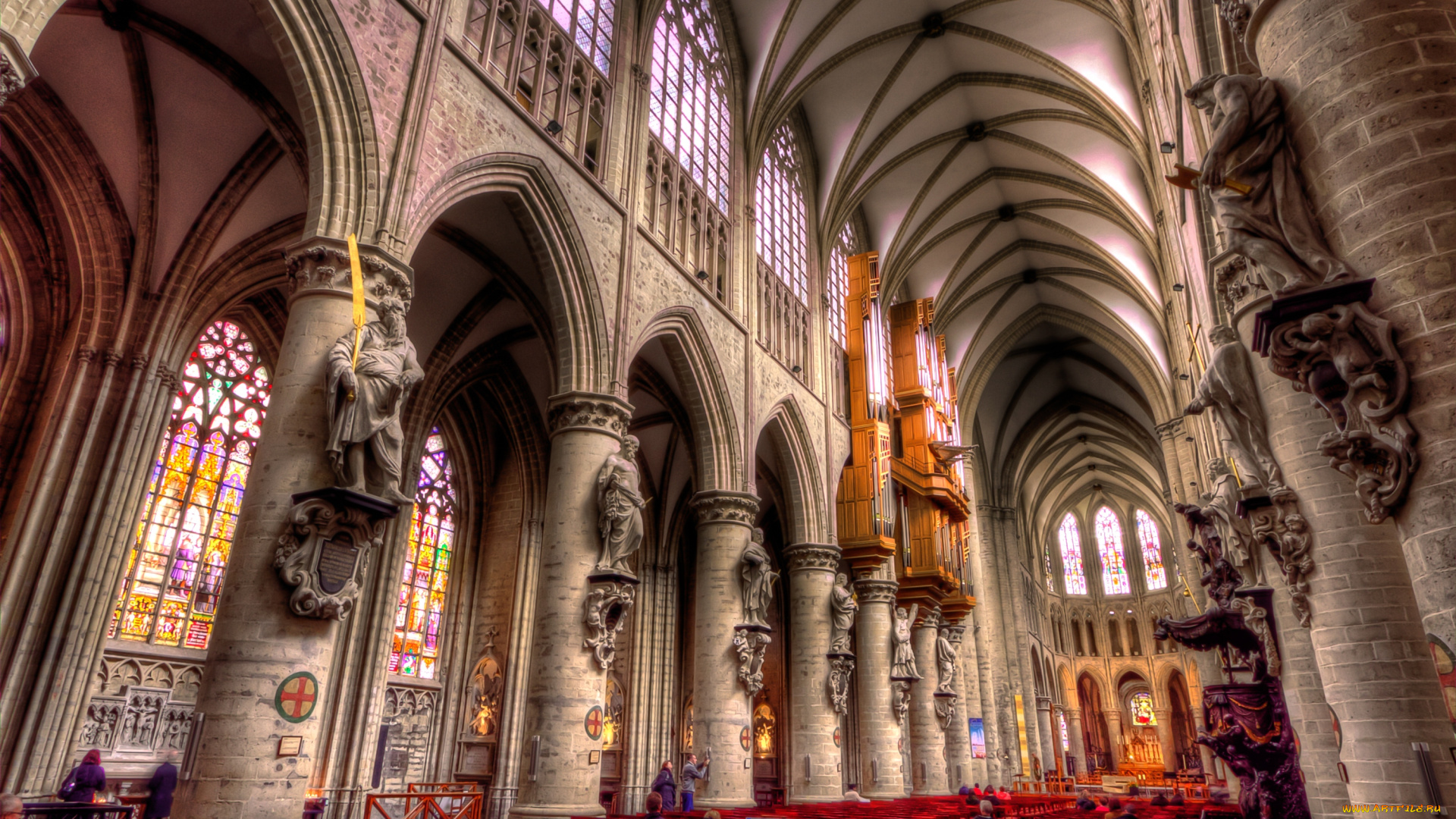 интерьер, убранство, роспись, храма, арки, колонны, статуи