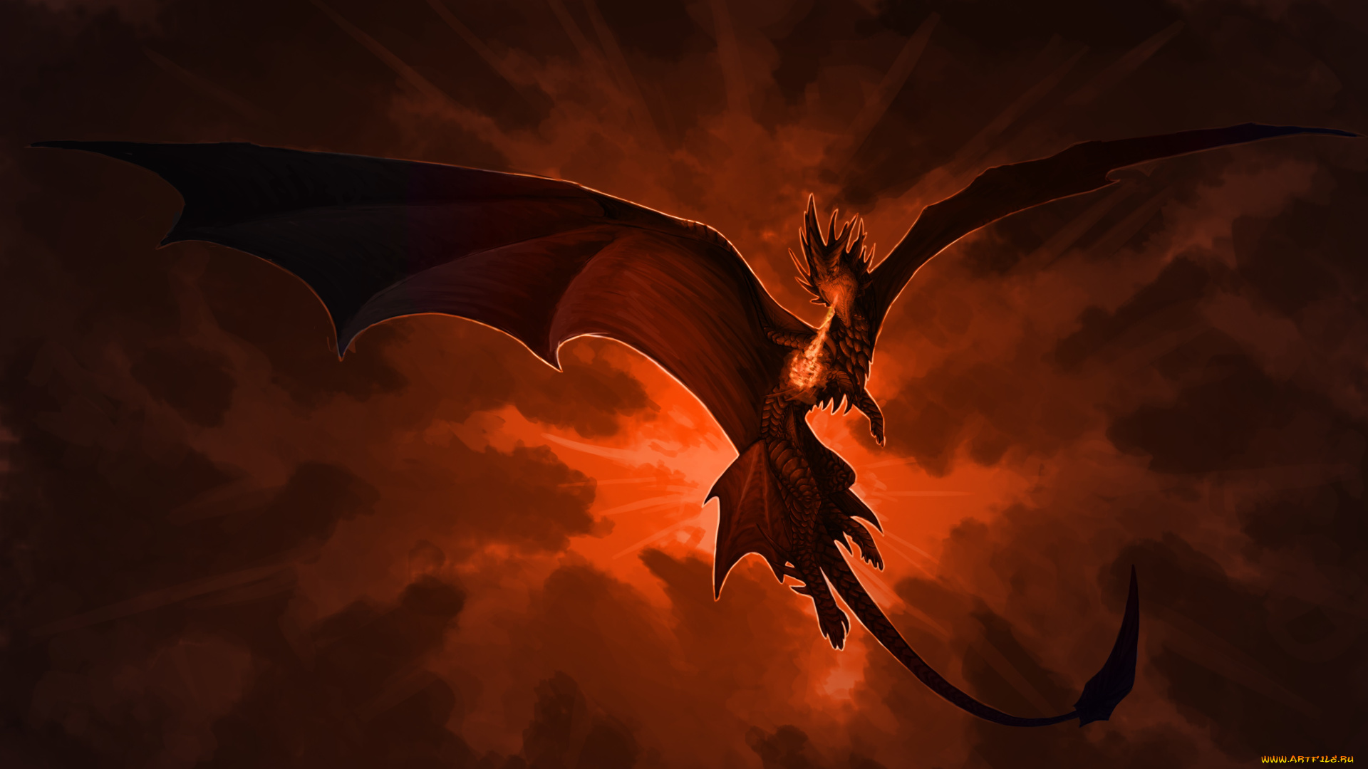 фэнтези, драконы, сияние, дракон