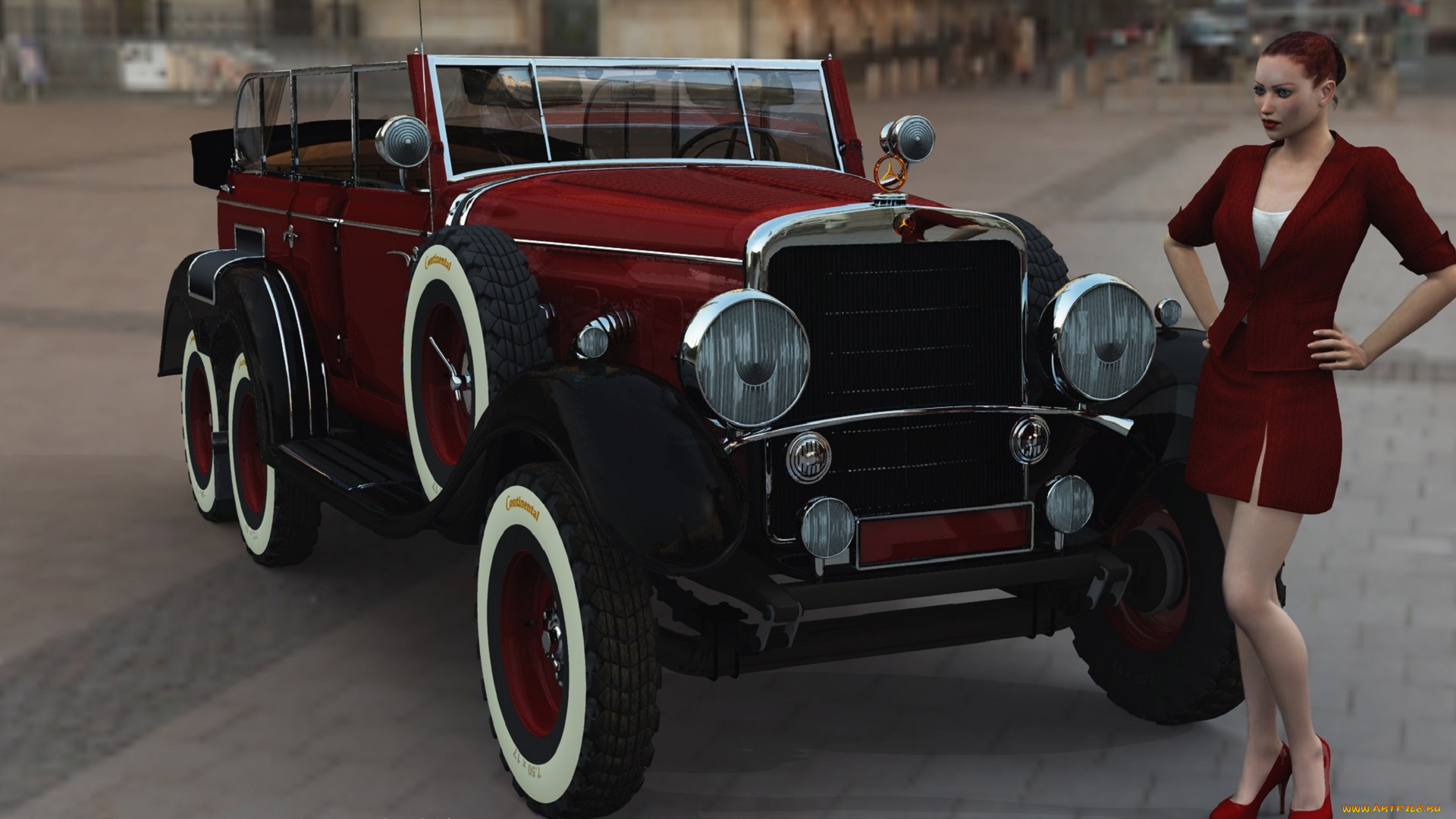 автомобили, 3d, car&girl, автомобиль, взгляд, девушка