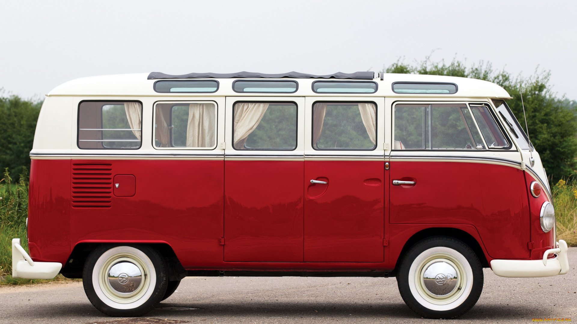 автомобили, volkswagen, deluxe, t1, красный, micro, bus, 1964г