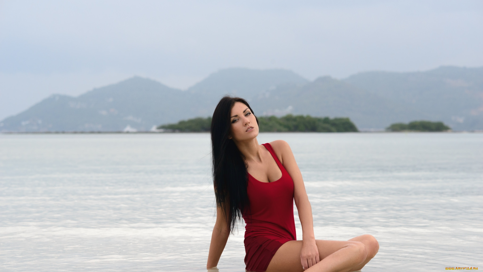 девушки, -unsort, , брюнетки, , шатенки, море, волосы