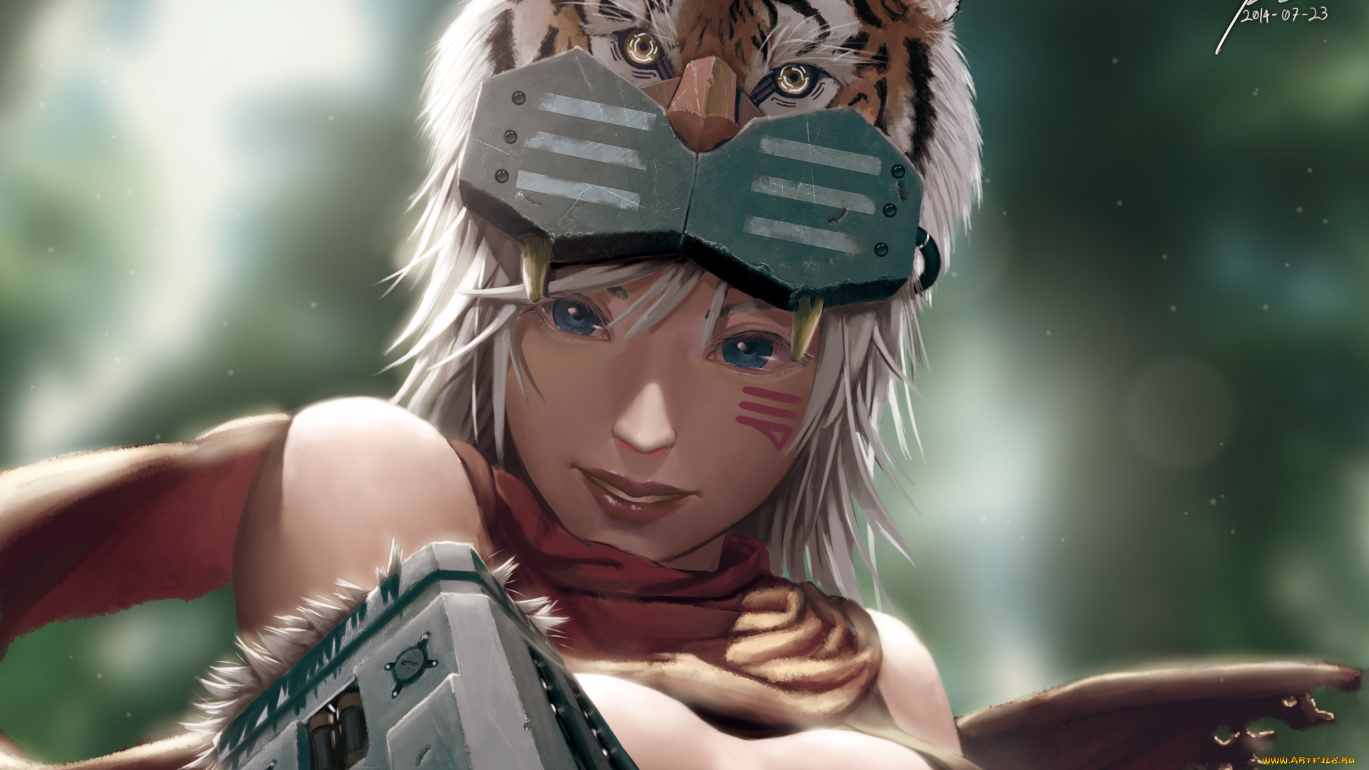 league, of, legends, фэнтези, девушки, шлем, грудь, улыбка, взгляд, девушка, lepus