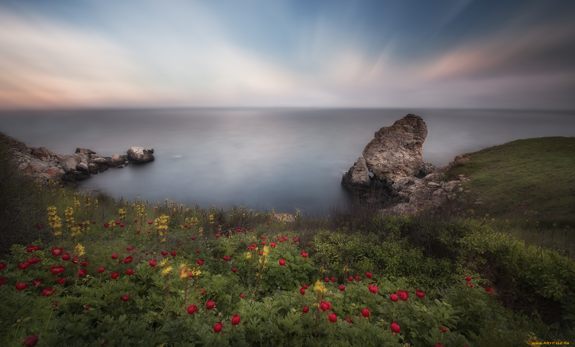 природа, пейзажи, красота, цветы, скалы, пейзаж, море