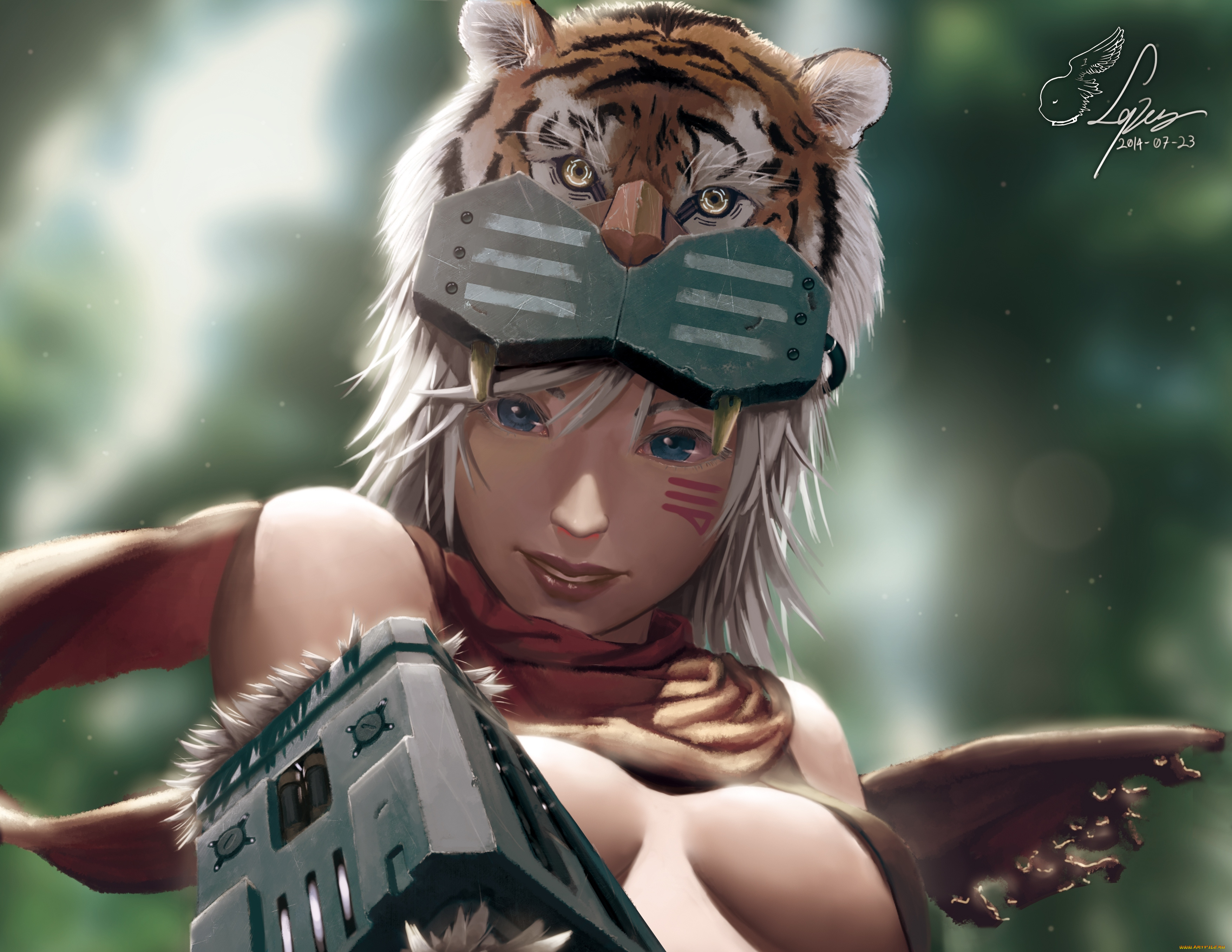 league, of, legends, фэнтези, девушки, шлем, грудь, улыбка, взгляд, девушка, lepus