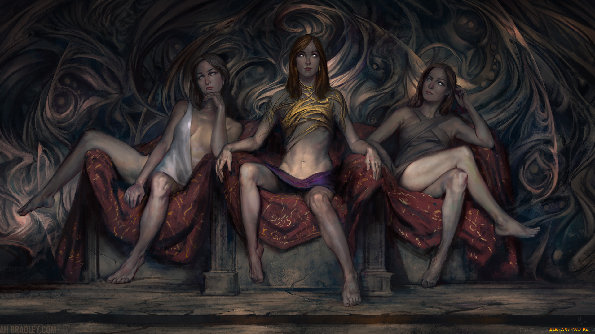 фэнтези, девушки, взгляд, фон, noah, bradley