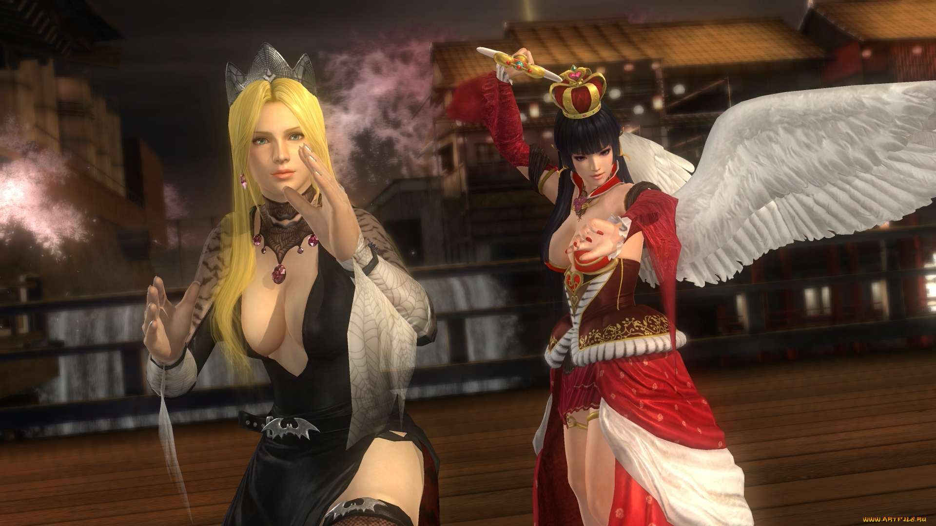 видео, игры, dead, or, alive, 5, nyotengu, helena, девушки, ангел, поза, фон, взгляд