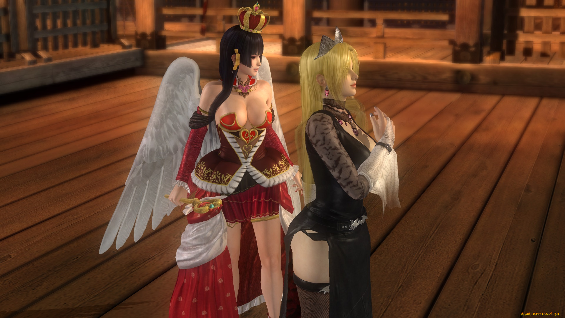 видео, игры, dead, or, alive, 5, поза, фон, взгляд, девушки, nyotengu, helena, ангел