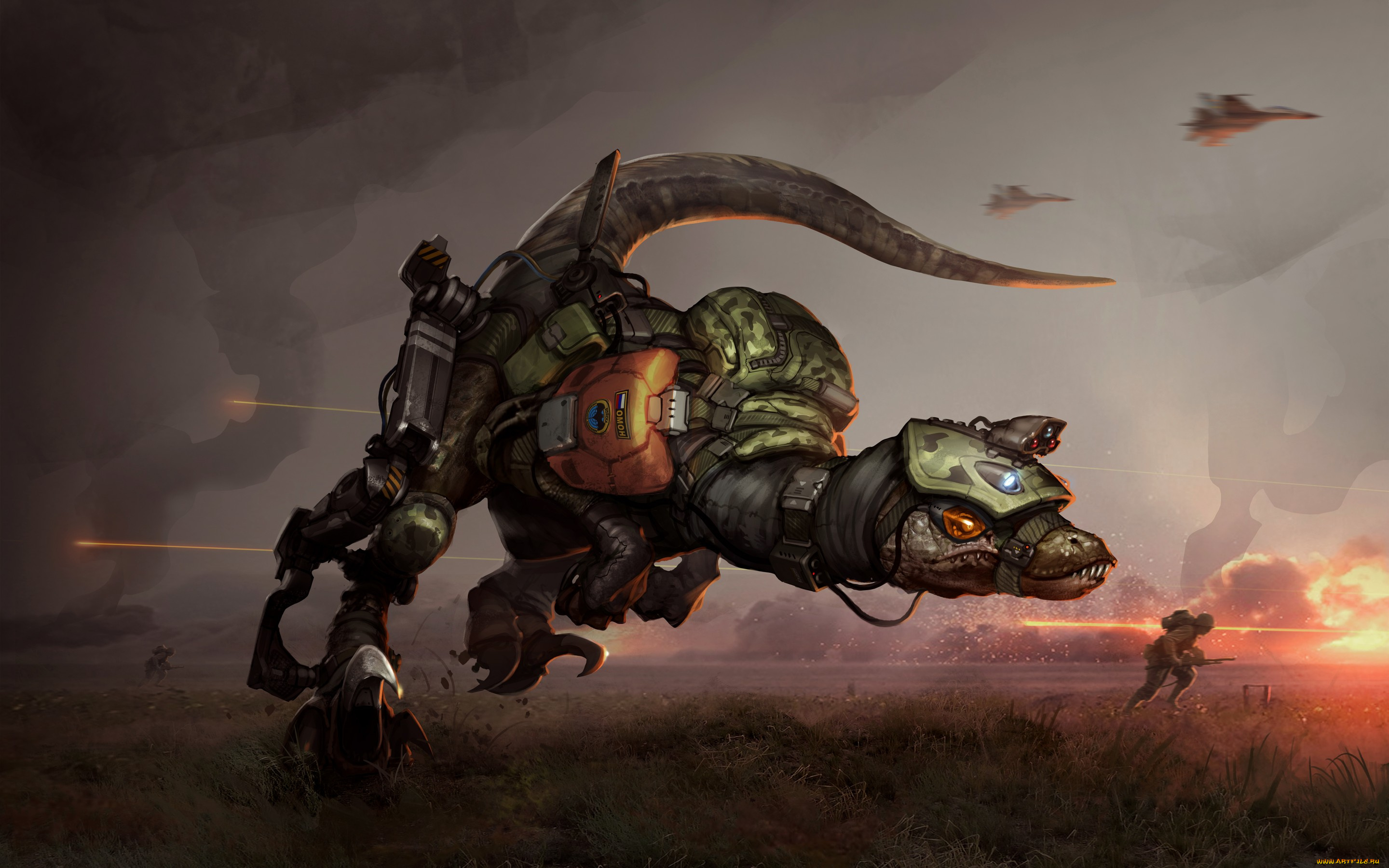 фэнтези, существа, spetsnaz, raptor, dinosaur, спецназ, омон, фантастика, война, поле, арт