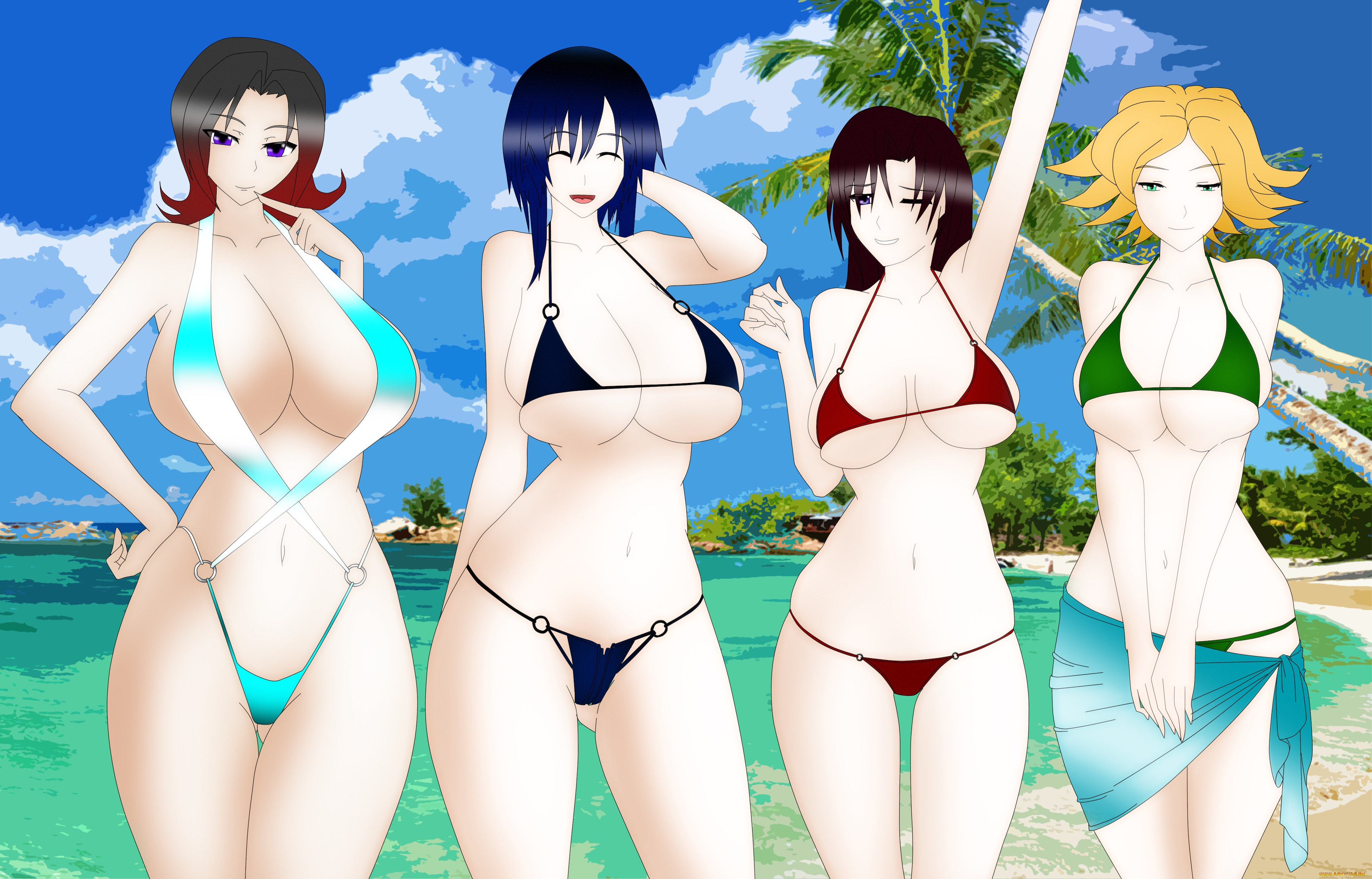 разное, арты, девушки, фон, взгляд