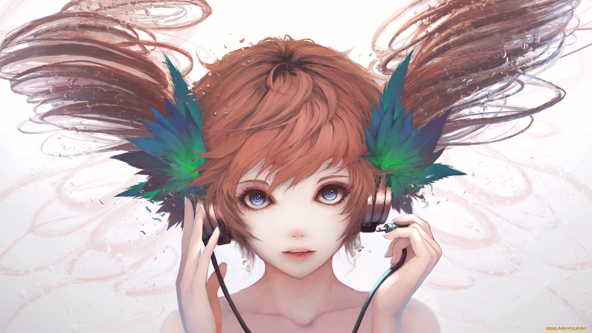 аниме, музыка, взгляд, девочка