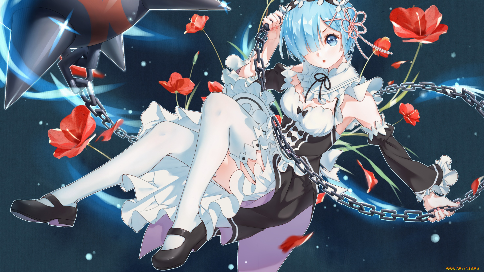 аниме, re, , zero, kara, hajimeru, isekai, seikatsu, рем