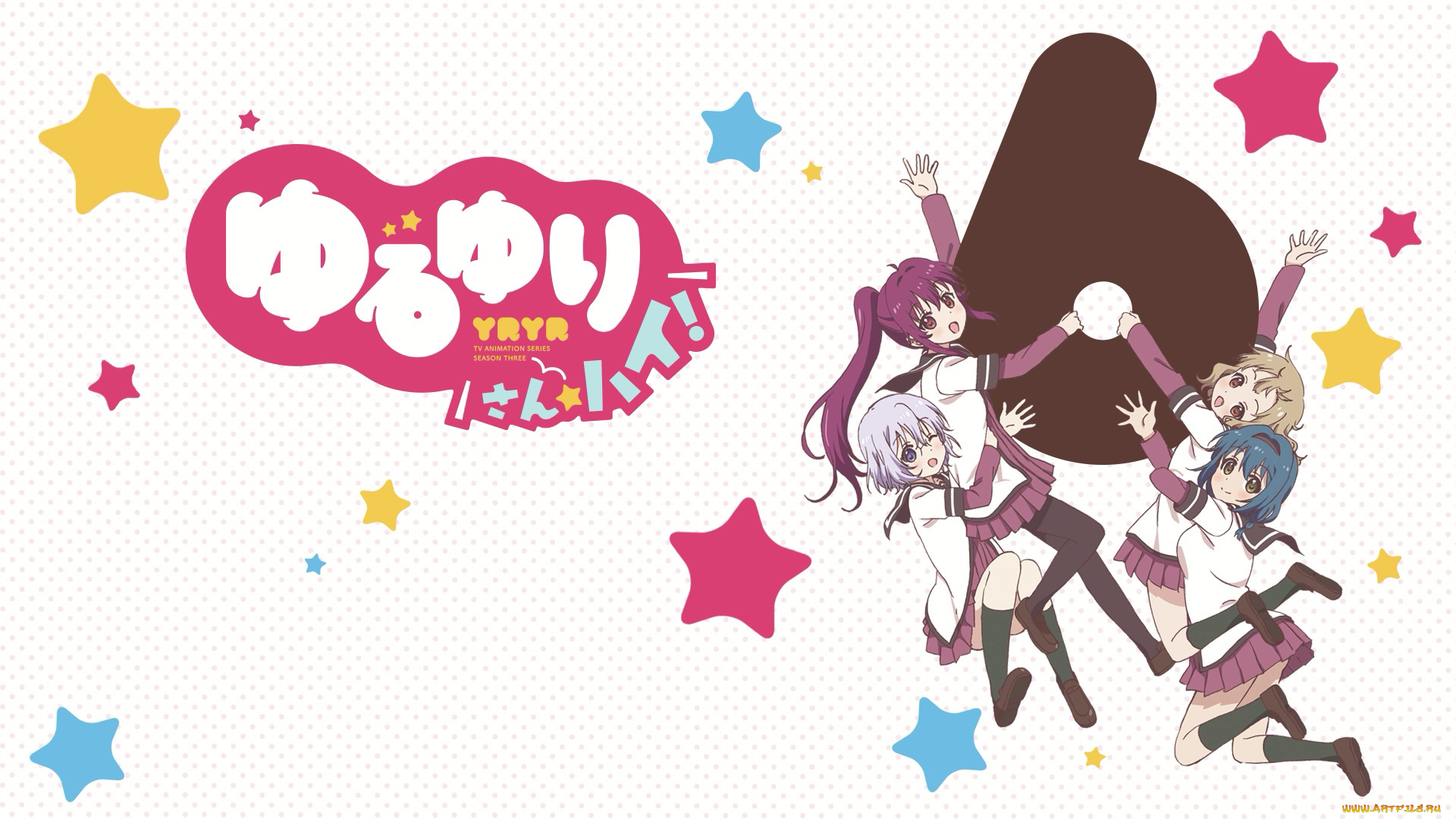 аниме, yuru, yuri, взгляд, фон, девушки