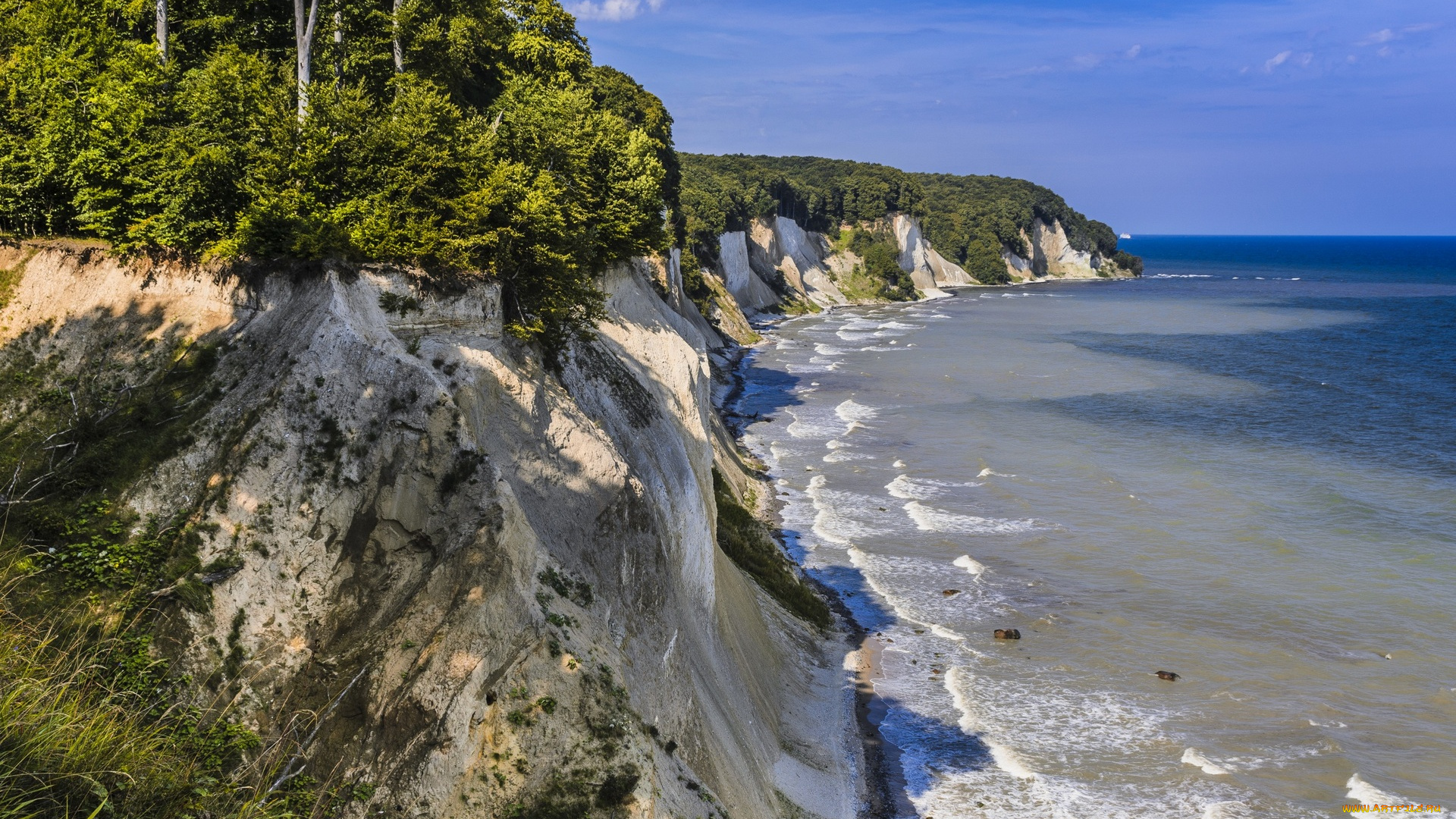 германия, природа, побережье, растения, волны, водоем