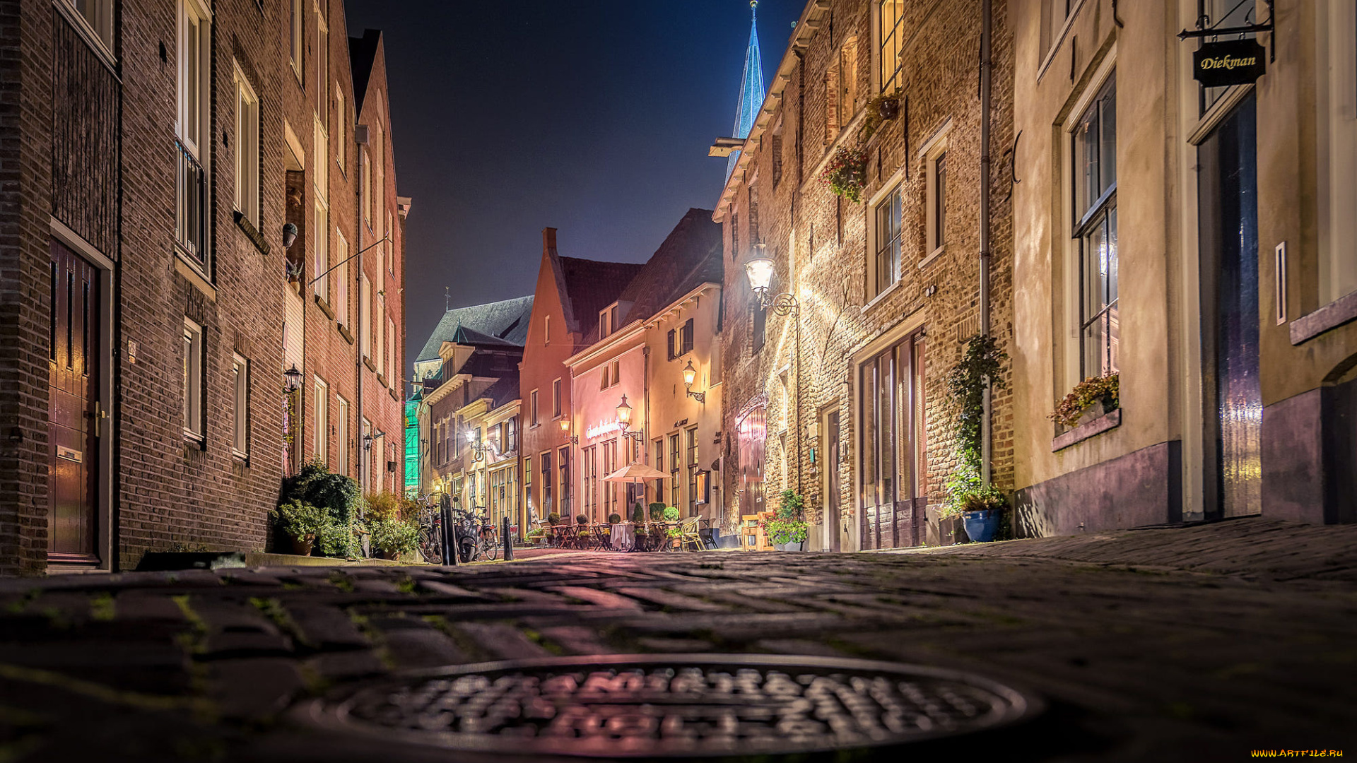 города, -, улицы, , площади, , набережные, освещение, вечер, дома, улица, город, нидерланды