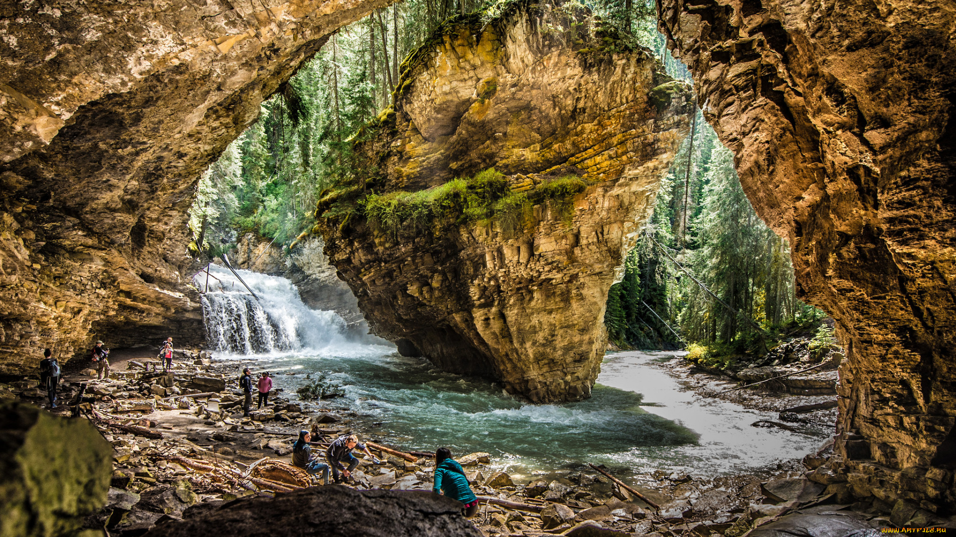 природа, водопады, река, лес, горы