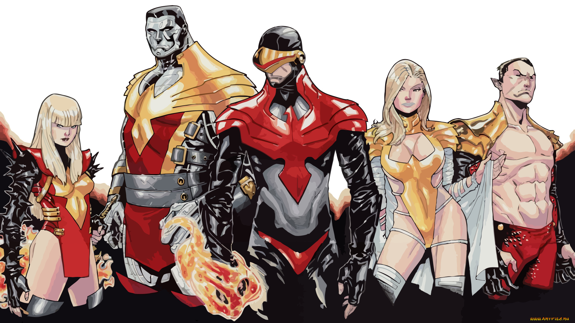 рисованное, комиксы, фон, взгляд, униформа, мужчины, девушки