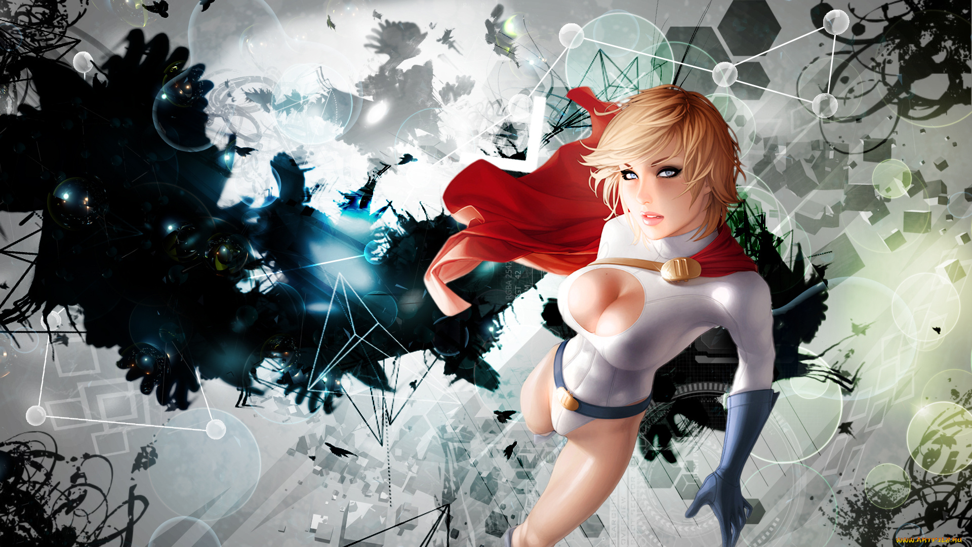 рисованное, комиксы, униформа, взгляд, фон, девушка