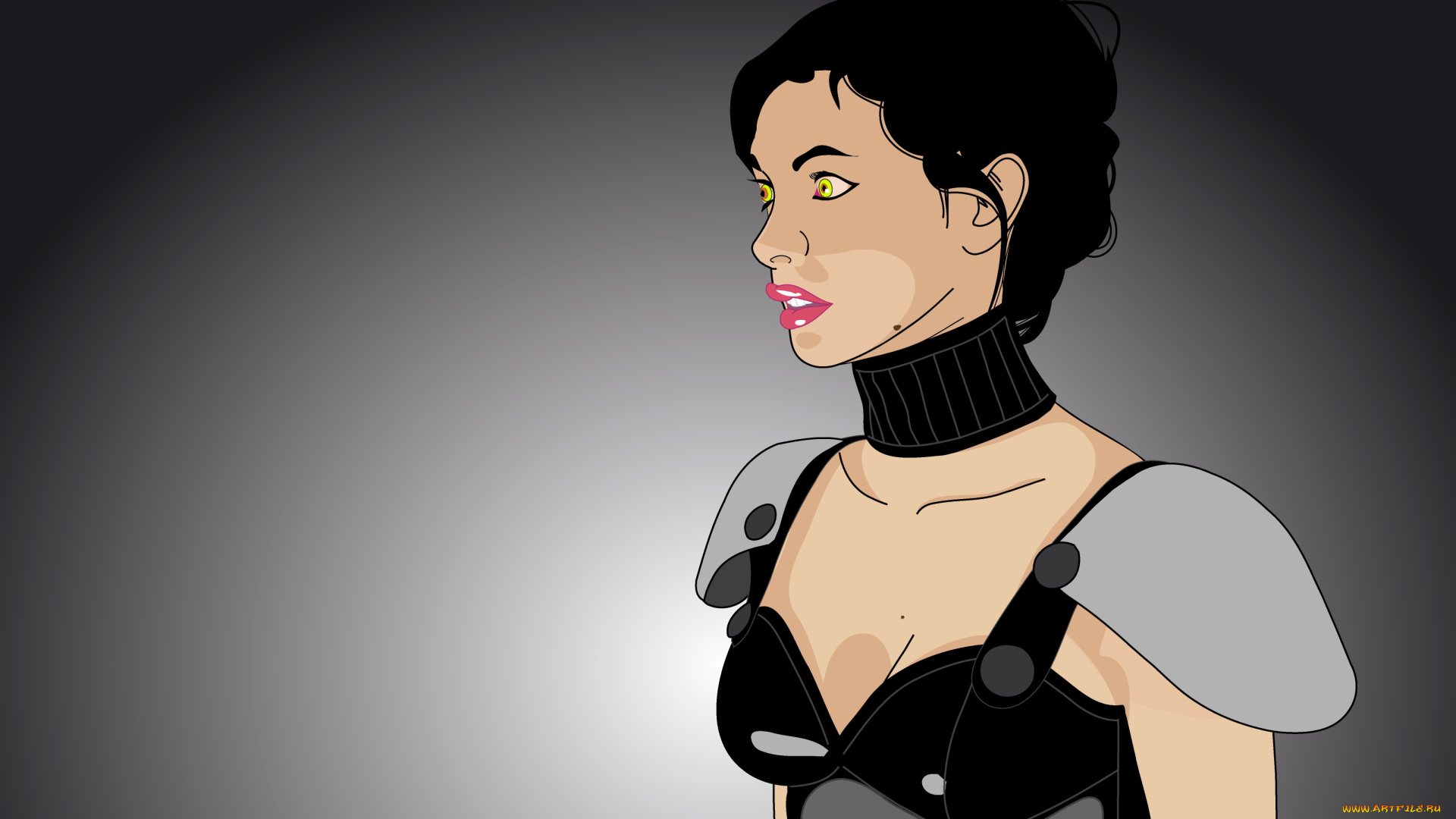 рисованное, люди, фон, девушка, униформа, взгляд