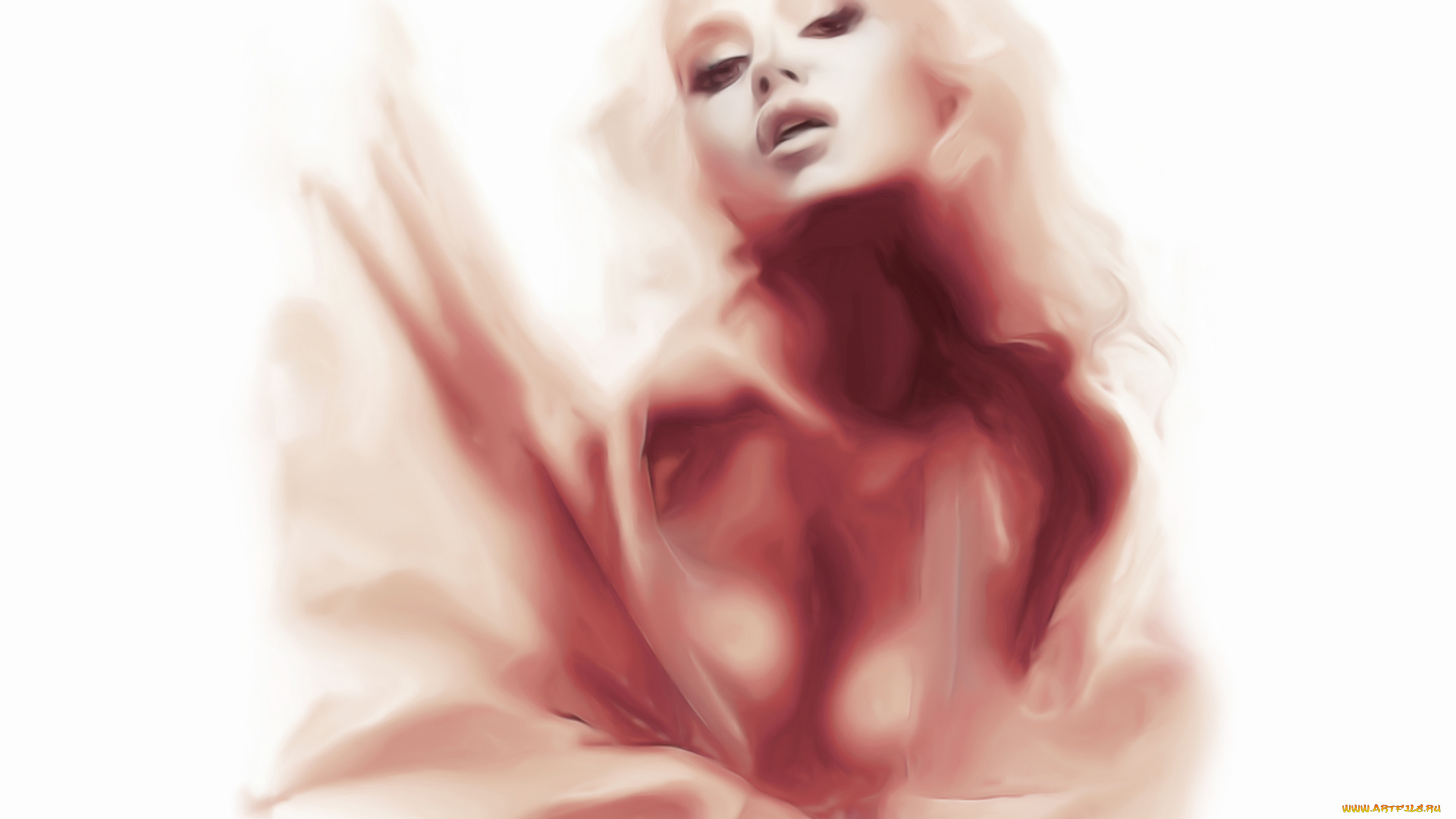 рисованное, люди, фон, девушка, взгляд